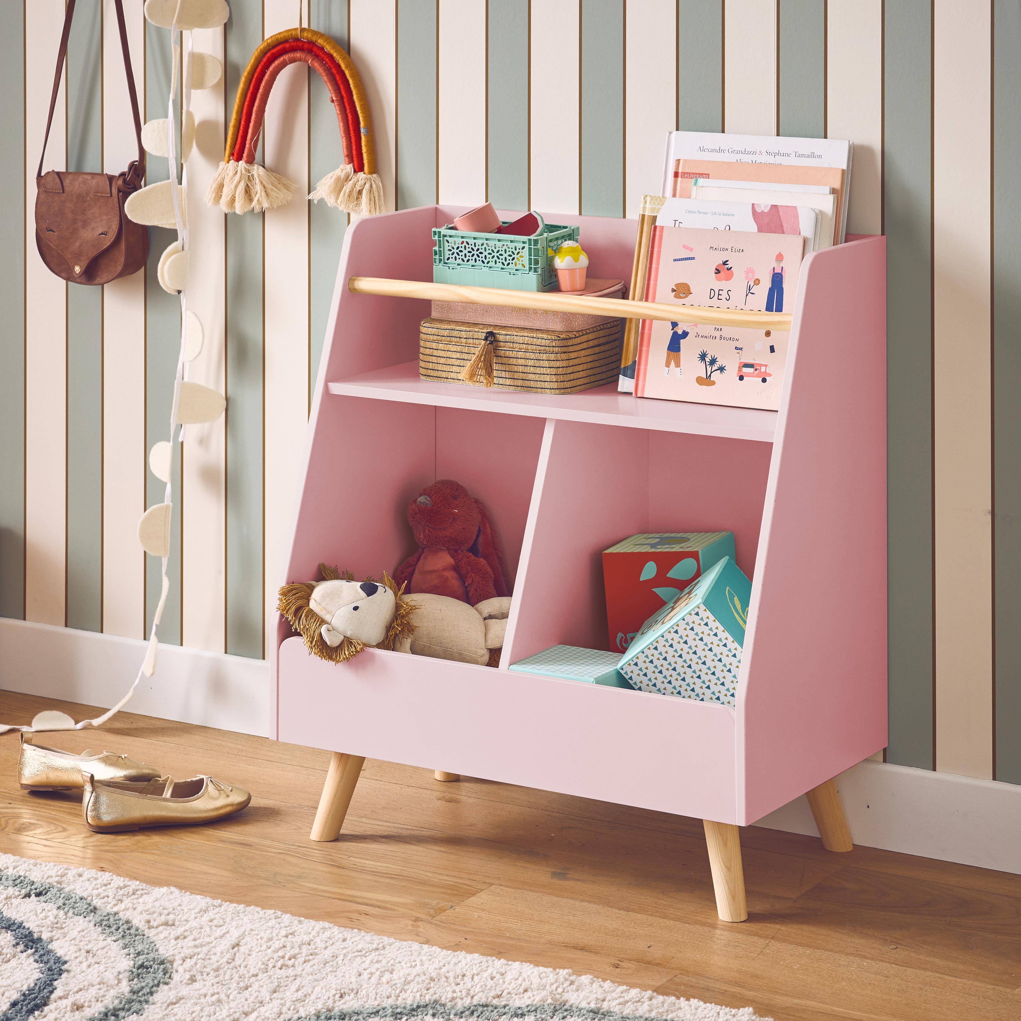 Children's storage unit with 2 compartments, Tobias, Pink, 61.5x35x69.5 cm Photo2
