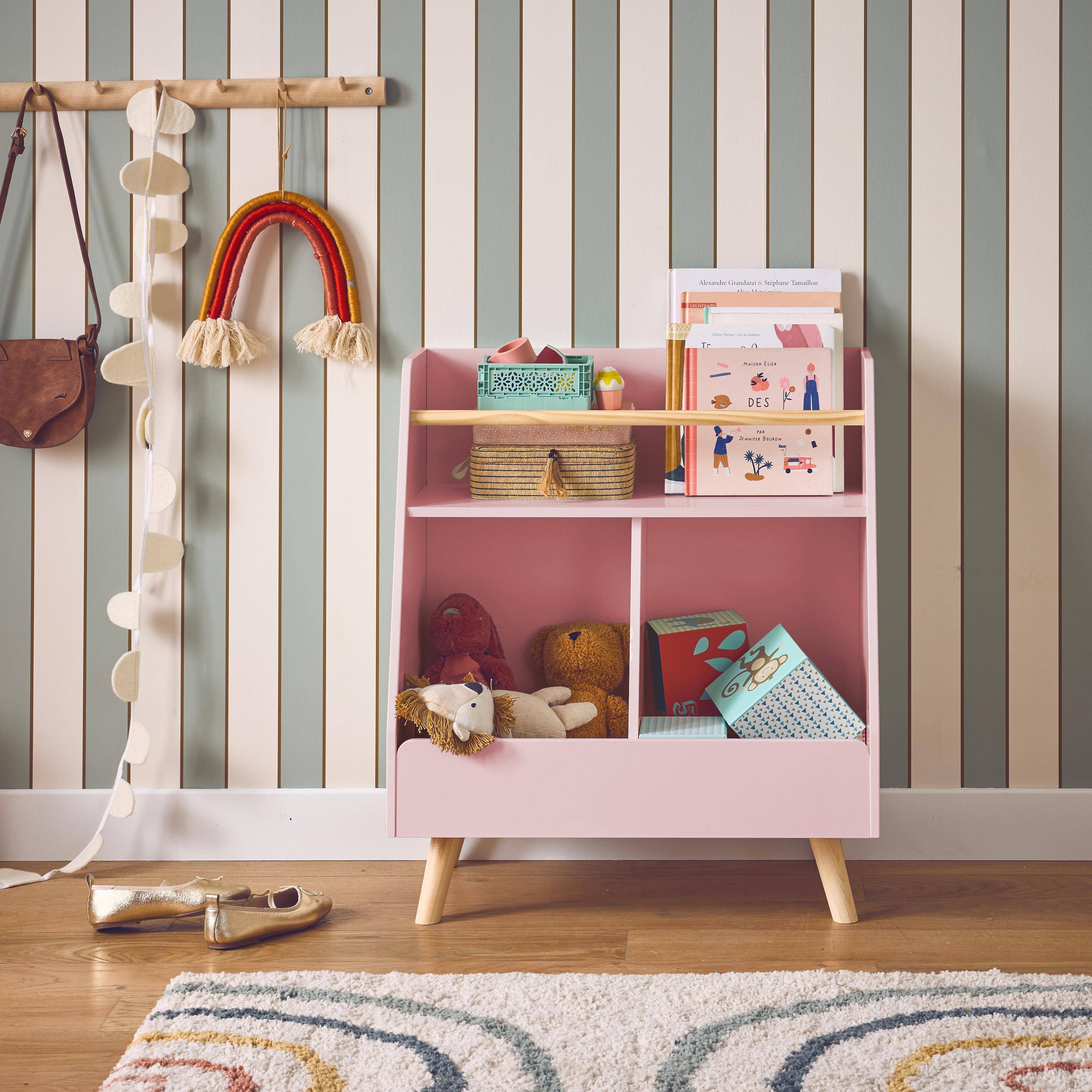 Children's storage unit with 2 compartments, Tobias, Pink, 61.5x35x69.5 cm Photo1