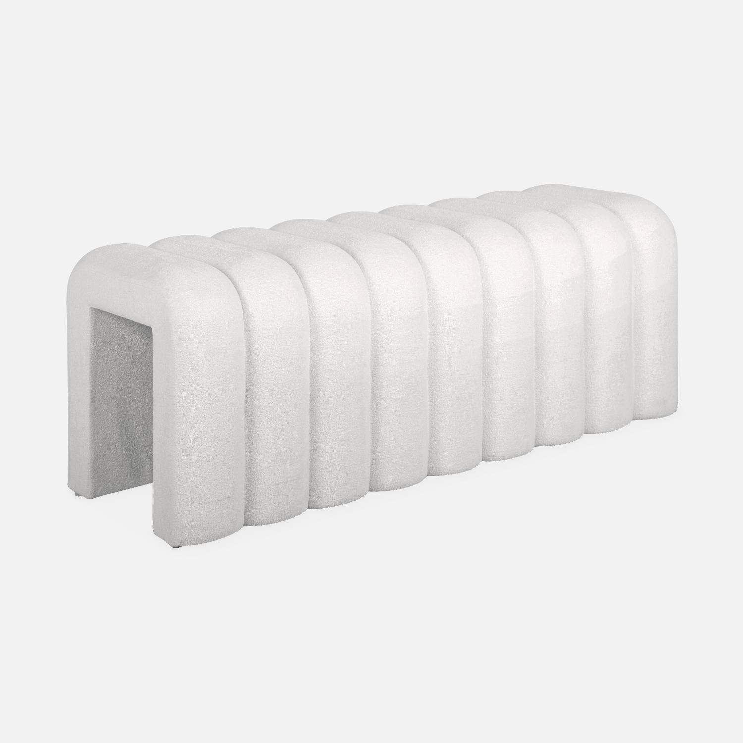 Panca in tessuto contemporaneo per il letto, Bianco