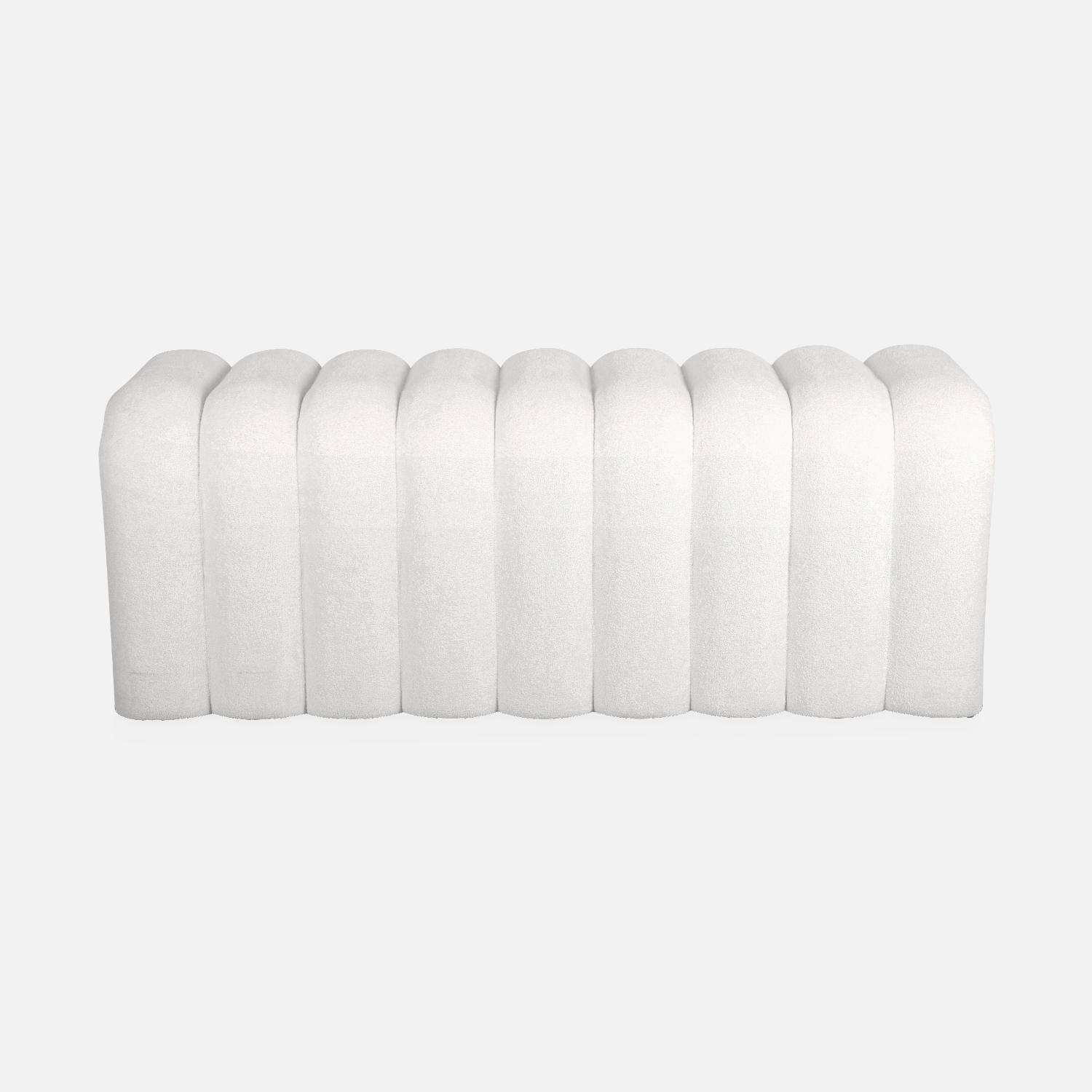 Banco de tecido contemporâneo para a cabeceira da cama, Ito, Branco, 114x40x45 cm Photo5