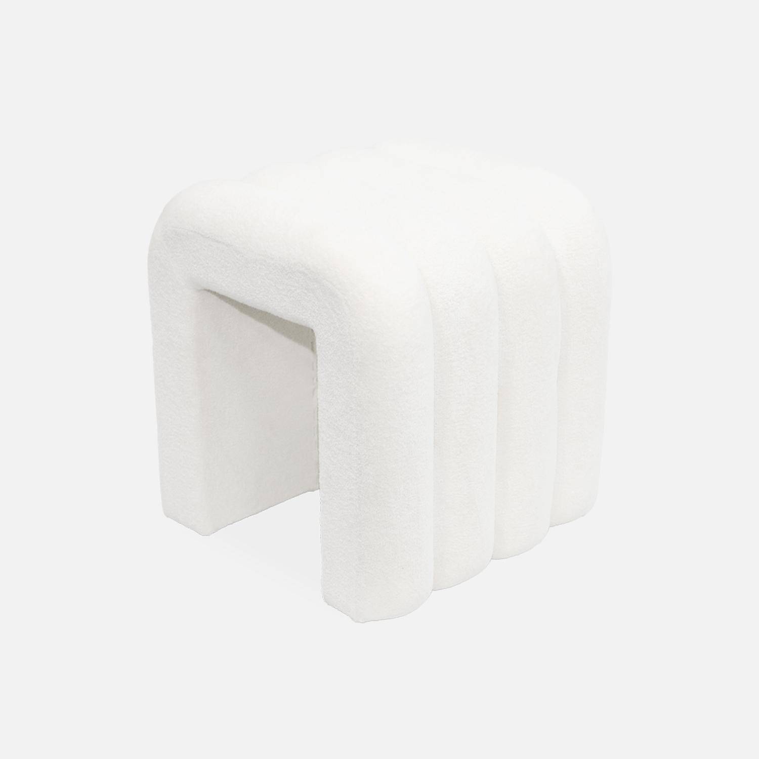 Set de 2 poufs contemporains en tissu blanc Photo2