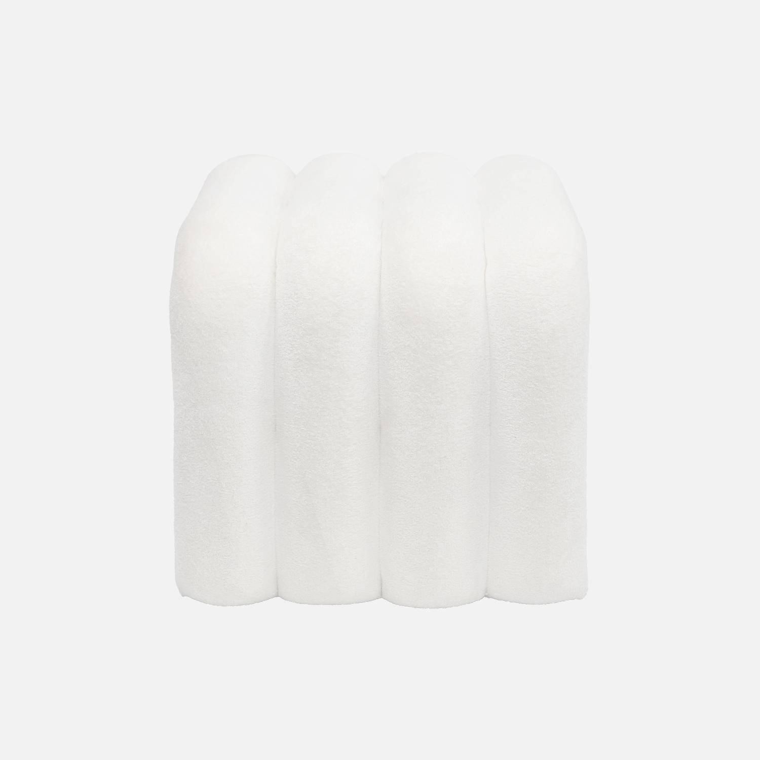 Conjunto de 2 pufes contemporâneos em tecido branco Photo4