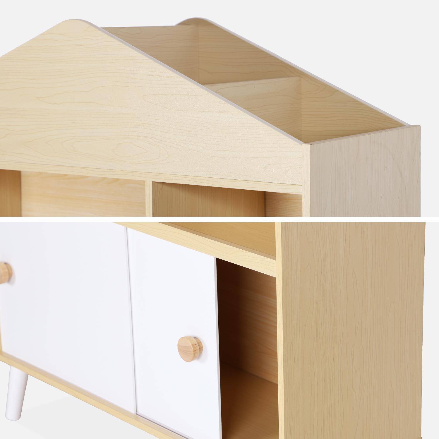 2-door children's bookcase, shelves, Edgar, White and Natural, 80x30x140 cm,sweeek,Photo6