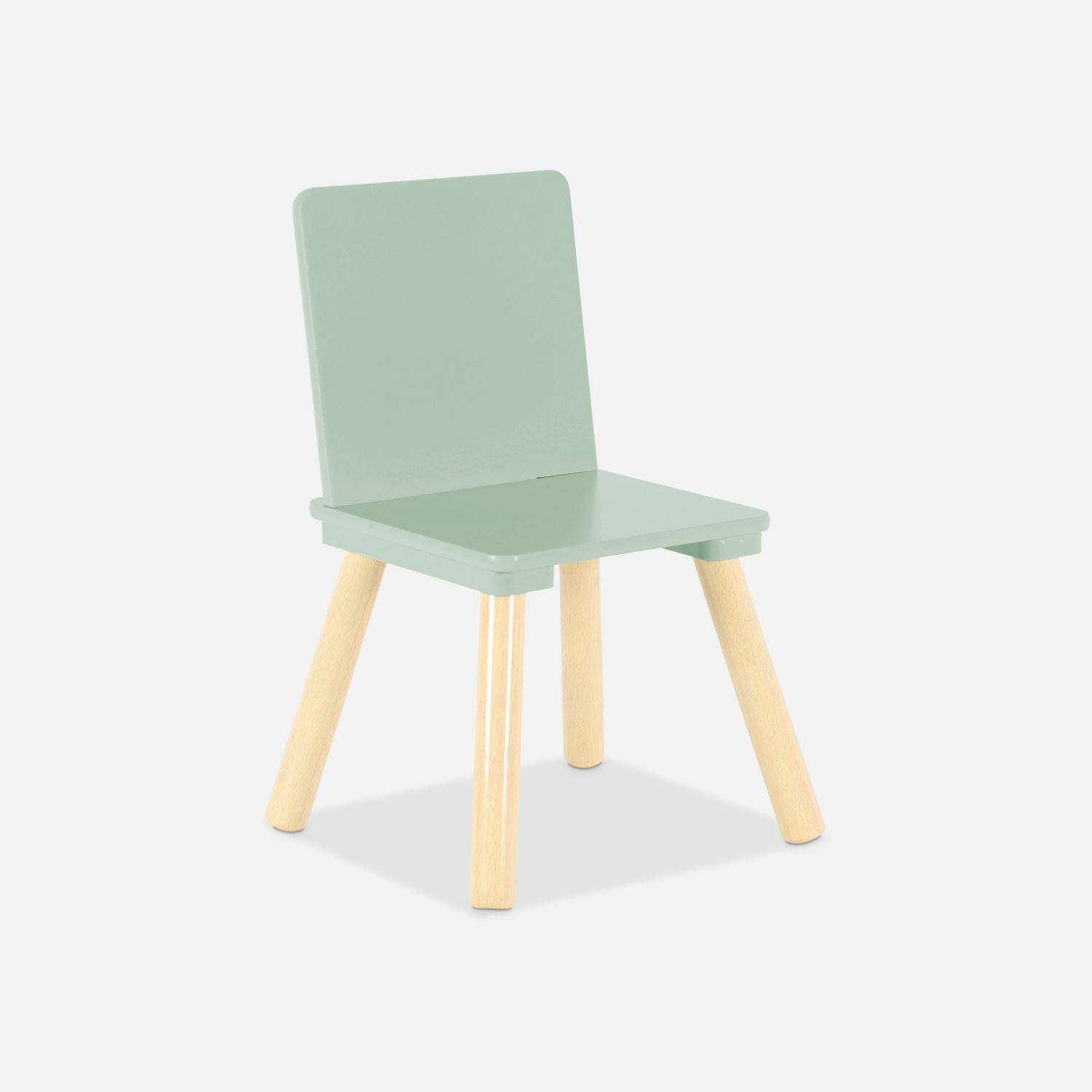 Table carrée enfant avec 2 chaises, pieds en pin, vert Photo3