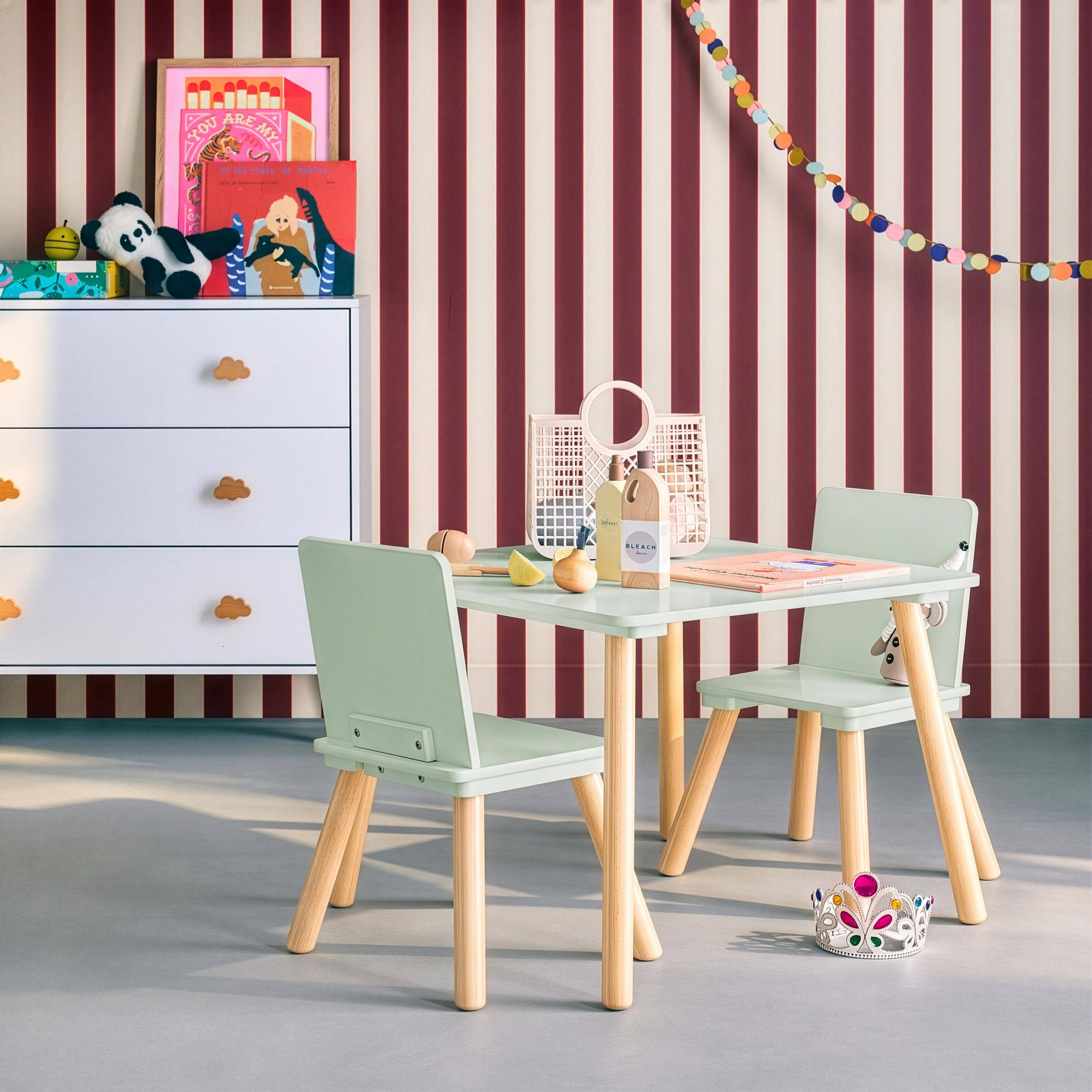 Set tavolo e 2 sedie per bambini Verde - 60x60x44 cm Photo2