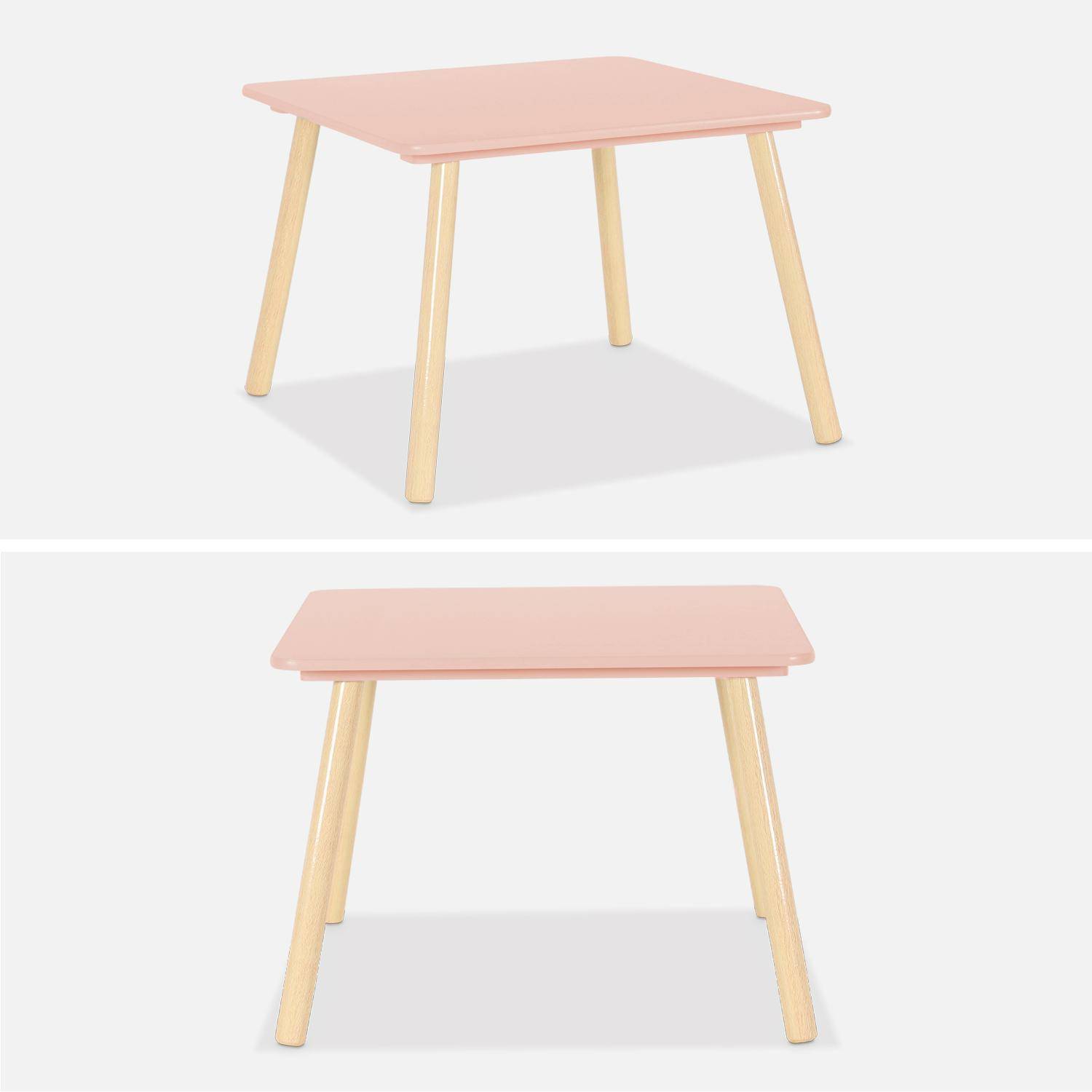 Square children's table with 2 chairs, Jude, Pink, 60x60x43 cm Photo6