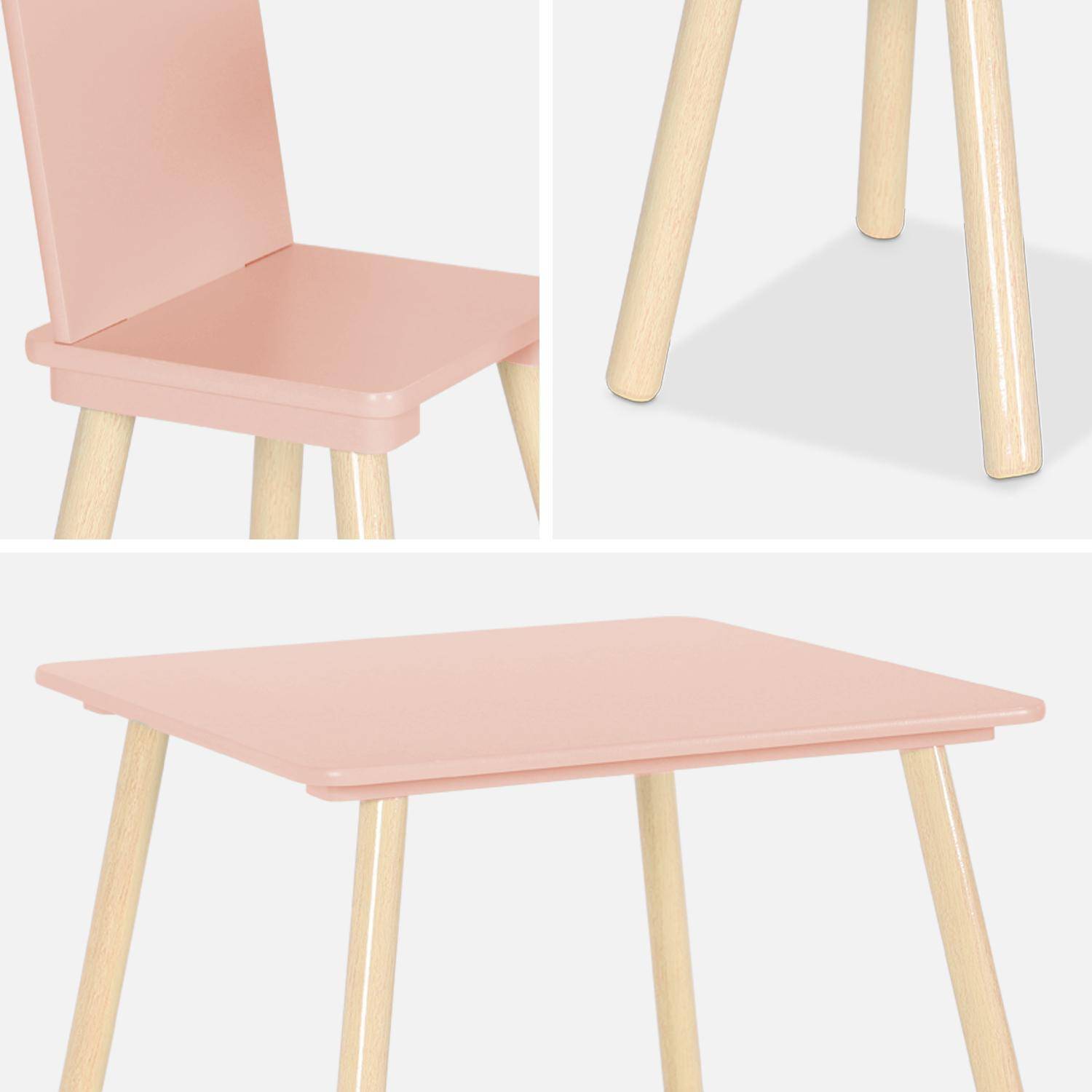 Square children's table with 2 chairs, Jude, Pink, 60x60x43 cm Photo8