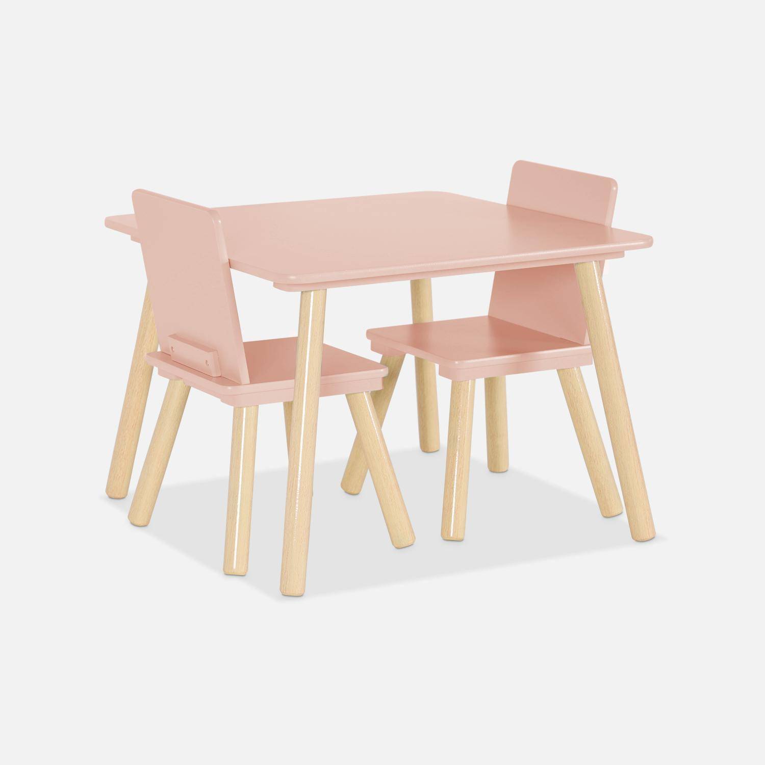 Square children's table with 2 chairs, Jude, Pink, 60x60x43 cm Photo4