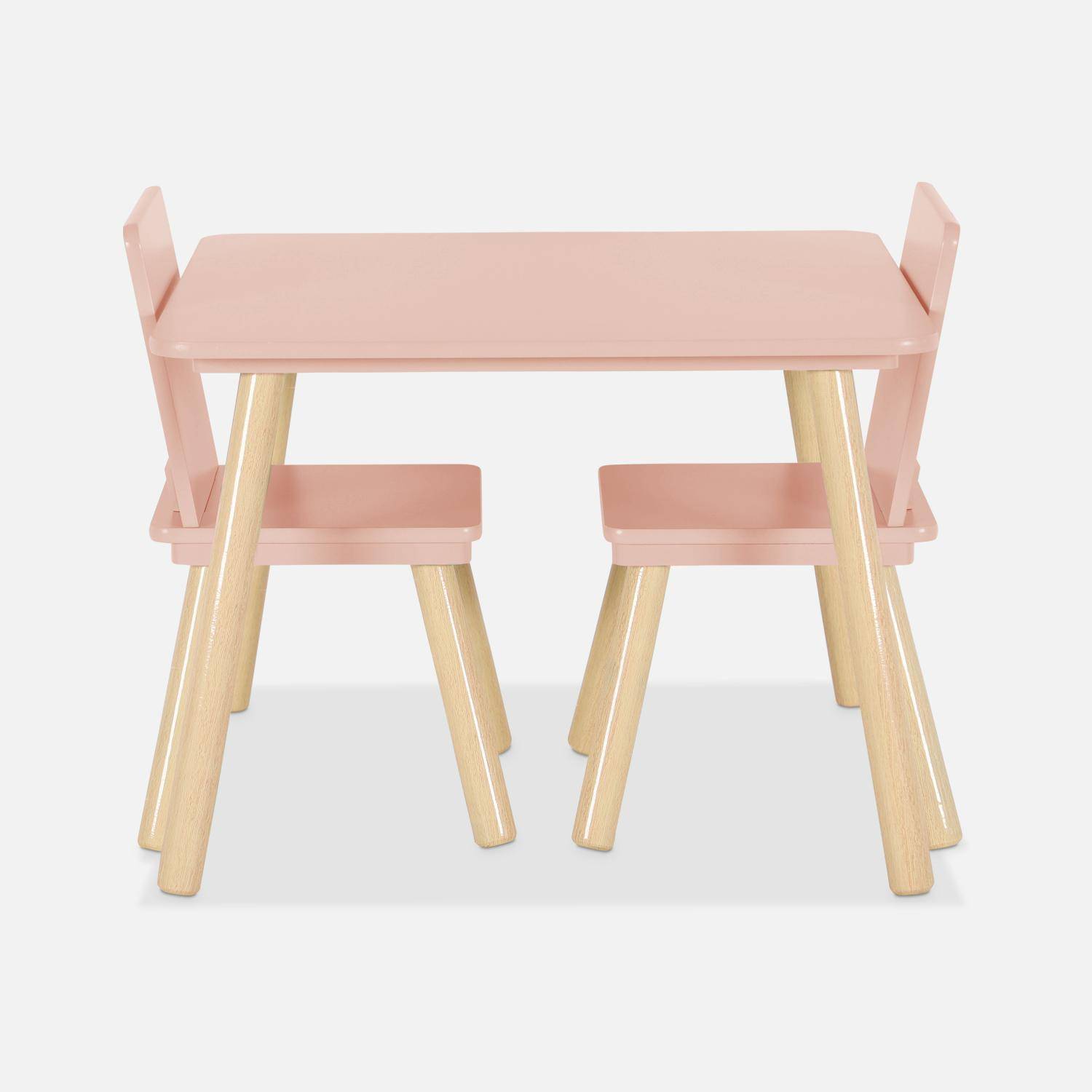 Square children's table with 2 chairs, Jude, Pink, 60x60x43 cm Photo5