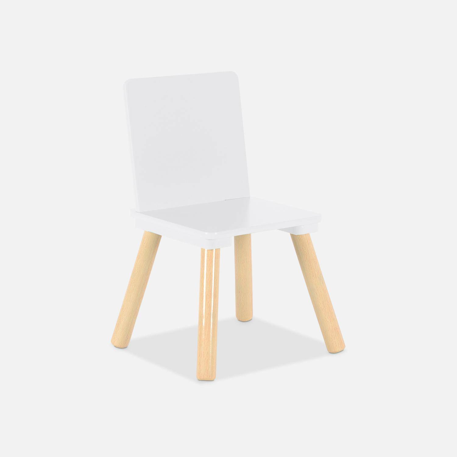 Mesa infantil cuadrada con 2 sillas, Jude, Blanco, 60x60x43 cm,sweeek,Photo6