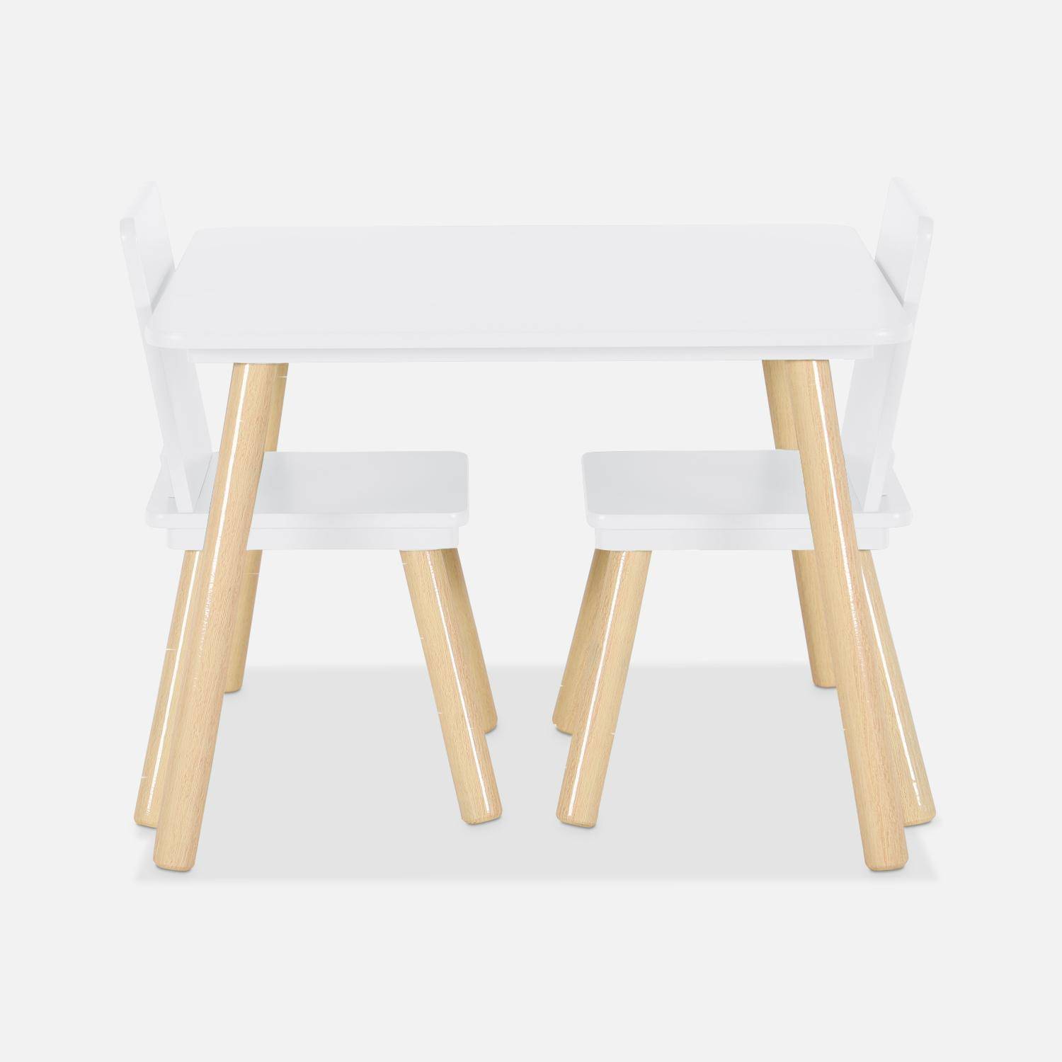 Mesa infantil cuadrada con 2 sillas, Jude, Blanco, 60x60x43 cm,sweeek,Photo5