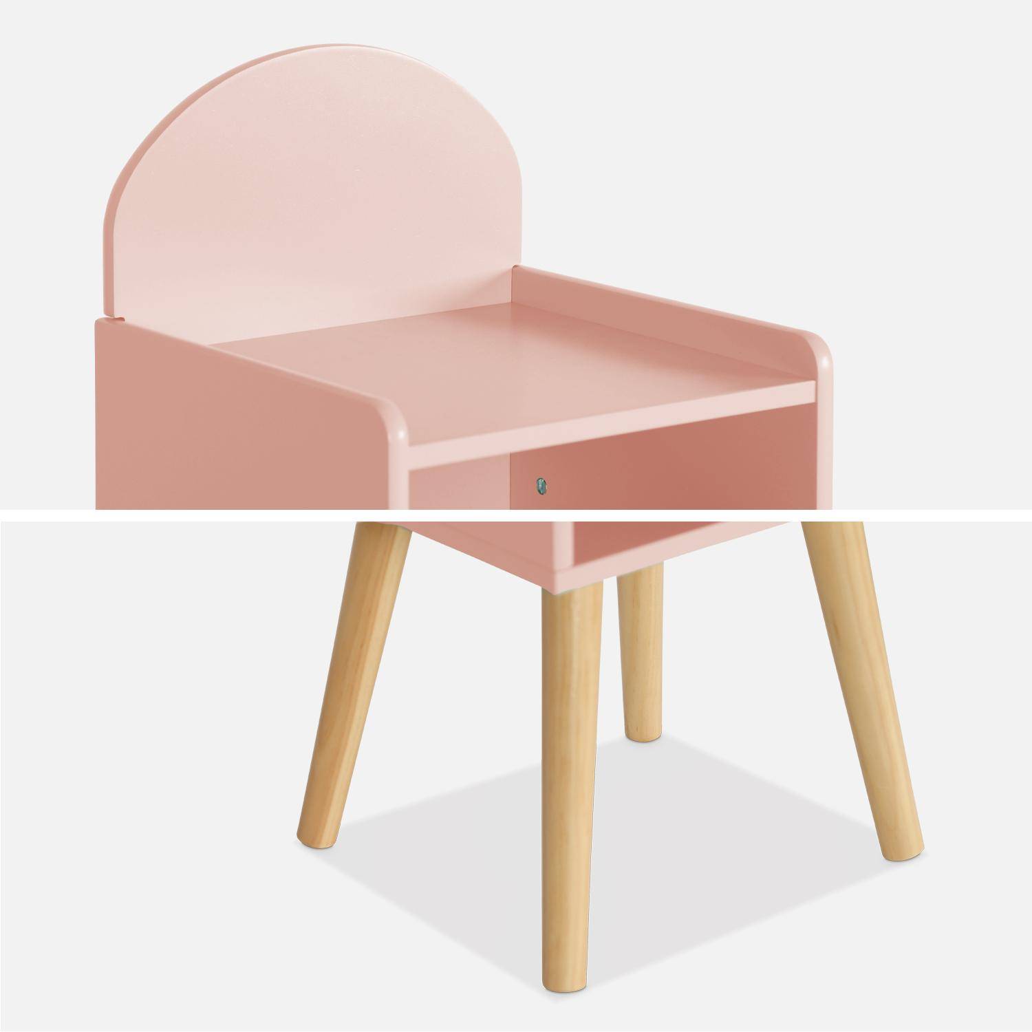 Table de chevet chambre enfant, rose, pieds en pin  Photo6