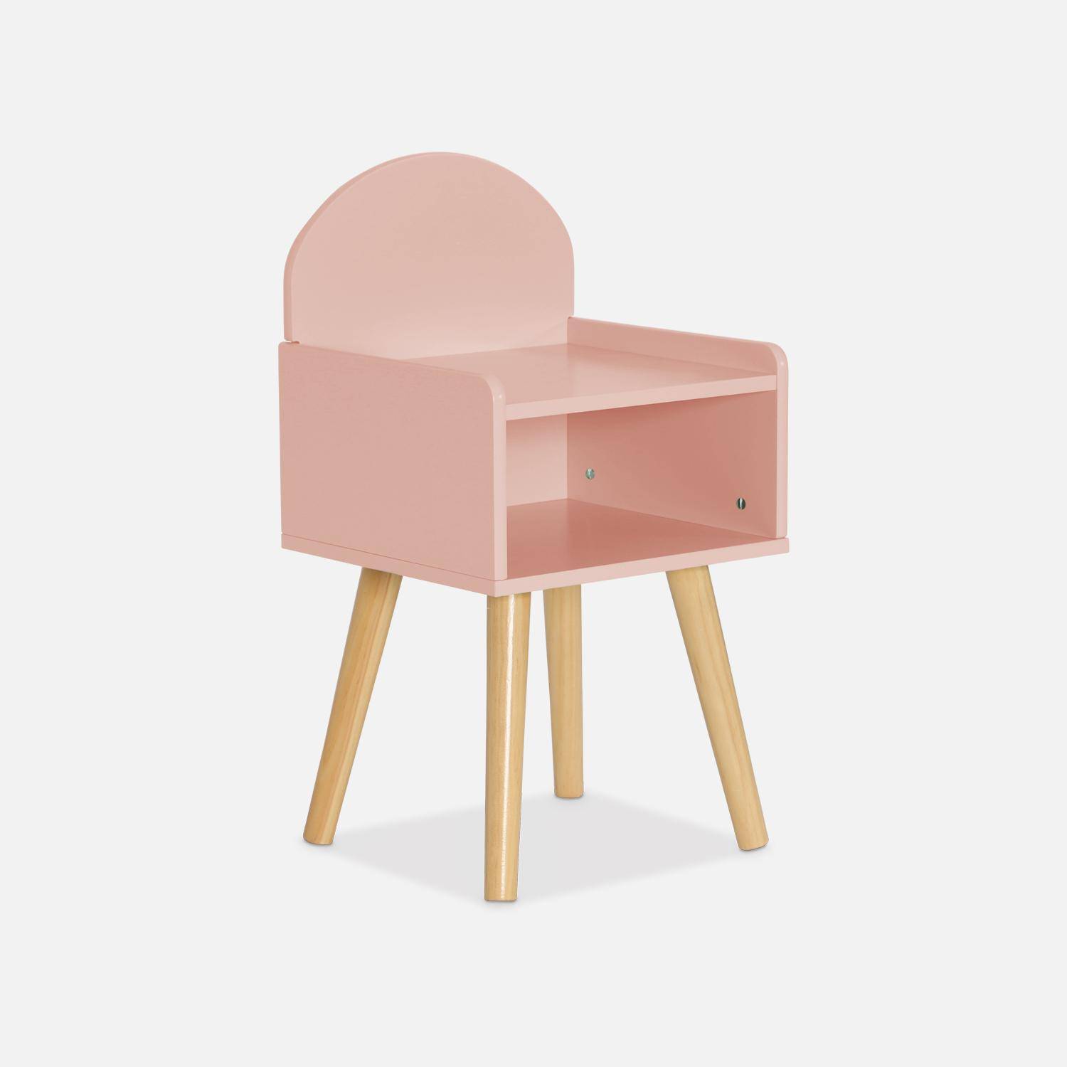 Table de chevet chambre enfant, rose, pieds en pin ,sweeek,Photo3