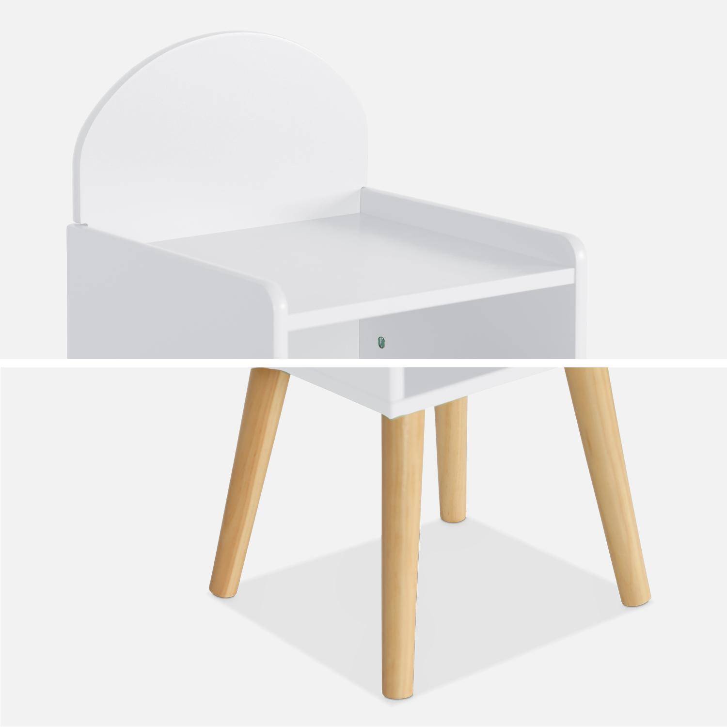 Table de chevet chambre enfant, blanc, pieds en pin  Photo6