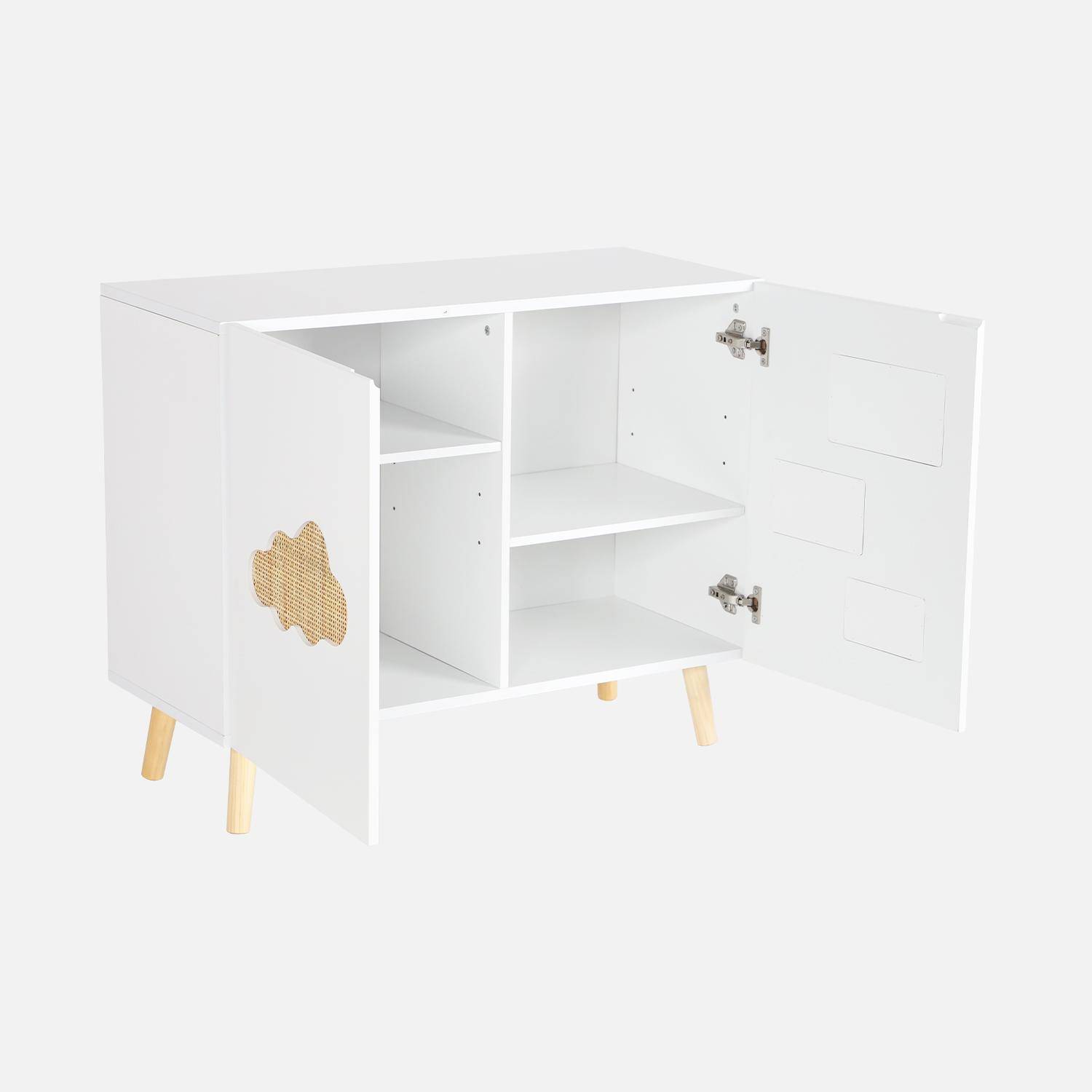 Ladekast voor kinderen, wit, wolken, 2 deuren, 2 planken. Photo6