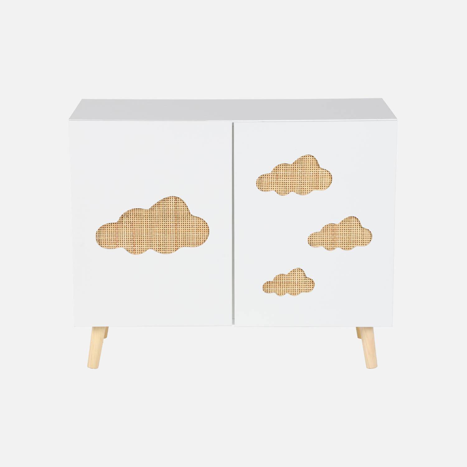 Ladekast voor kinderen, wit, wolken, 2 deuren, 2 planken. Photo5