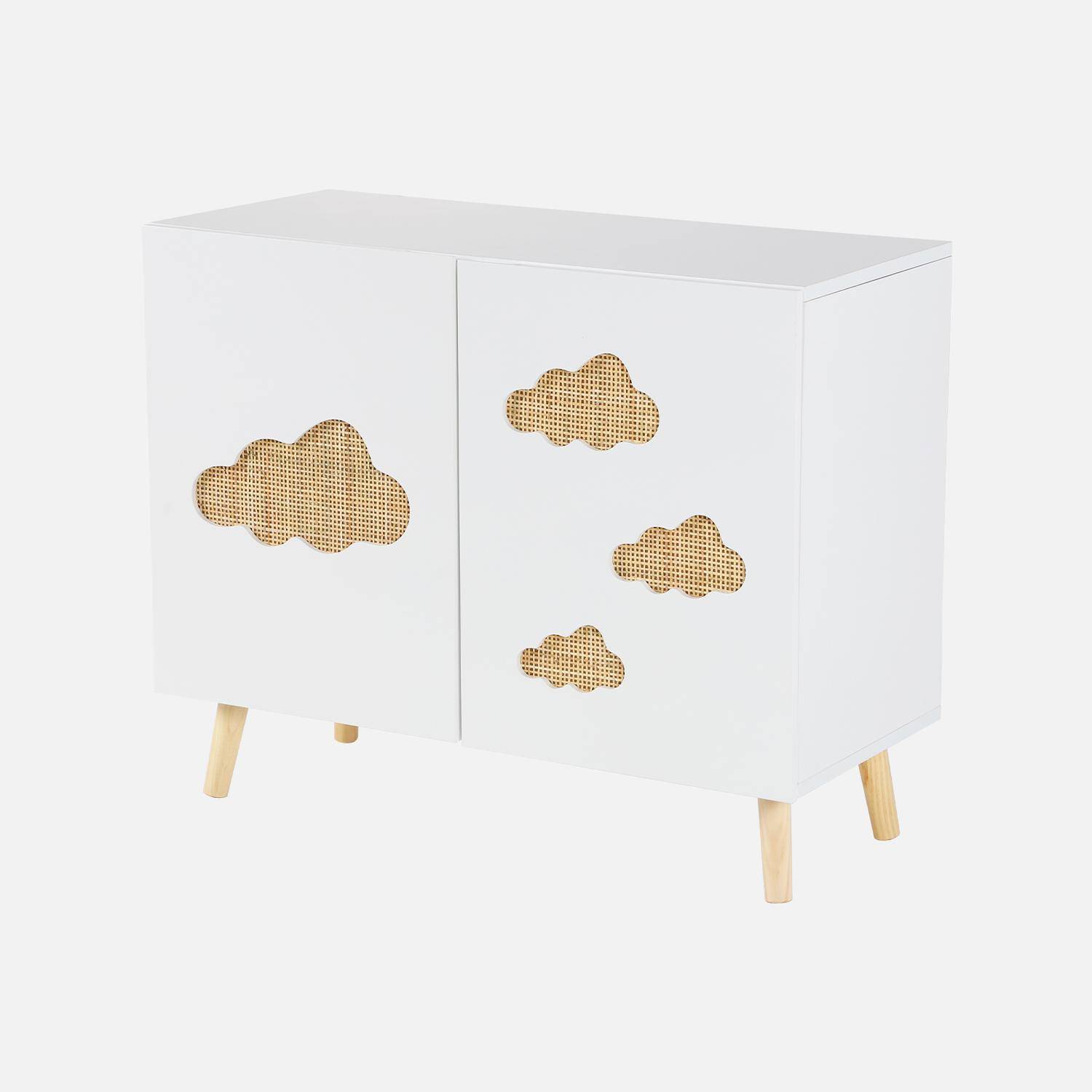 Ladekast voor kinderen, wit, wolken, 2 deuren, 2 planken. Photo4