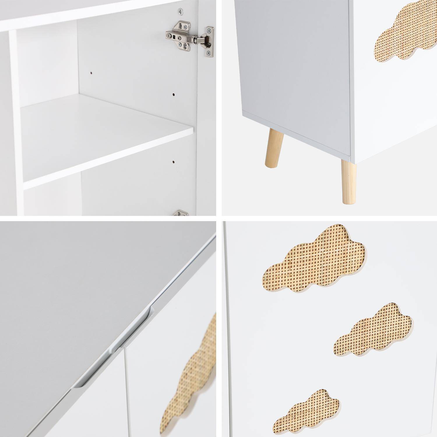 Ladekast voor kinderen, wit, wolken, 2 deuren, 2 planken. Photo8