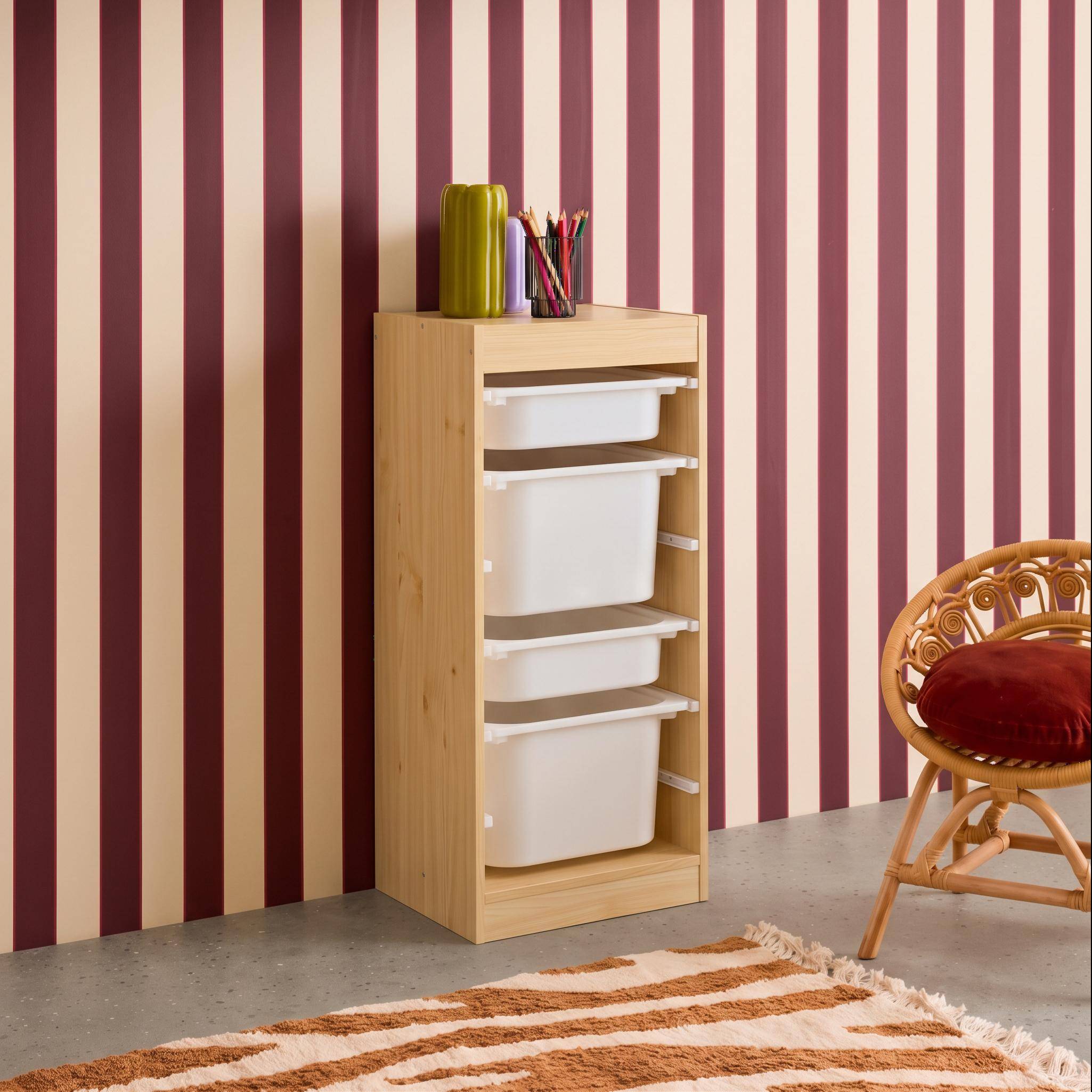 Mobile contenitore per bambini con 4 contenitori, Sora, Marrone naturale, 41.5x30x89 cm Photo2