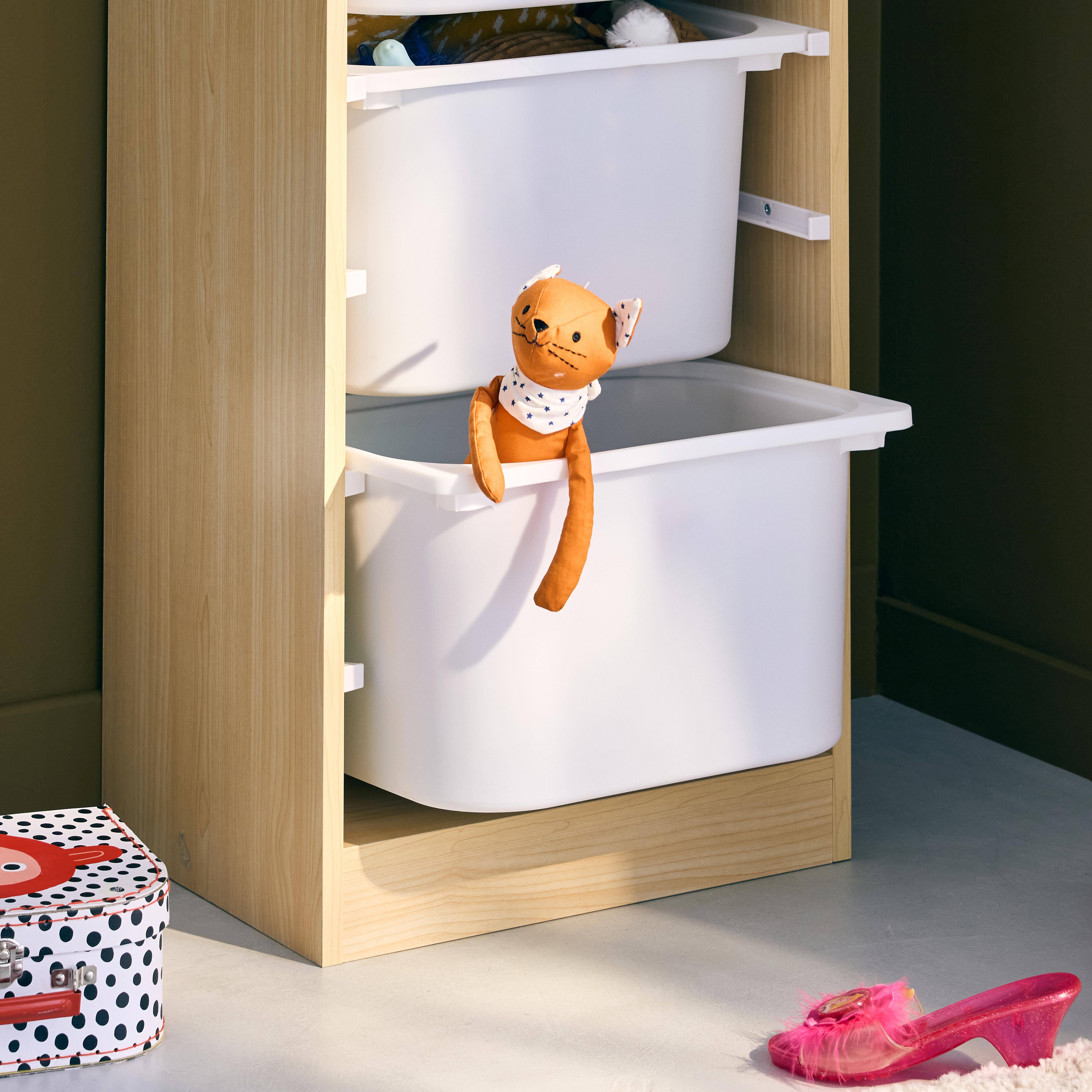 Children's storage unit with 4 storage bins, Sora, Natural, 41.5x30x89 cm Photo2