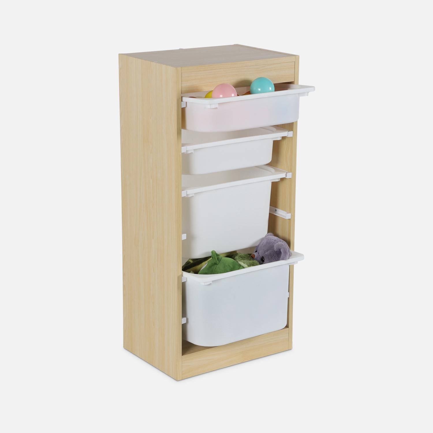 Meuble de rangement naturel enfant 4 bacs de rangement  Photo6
