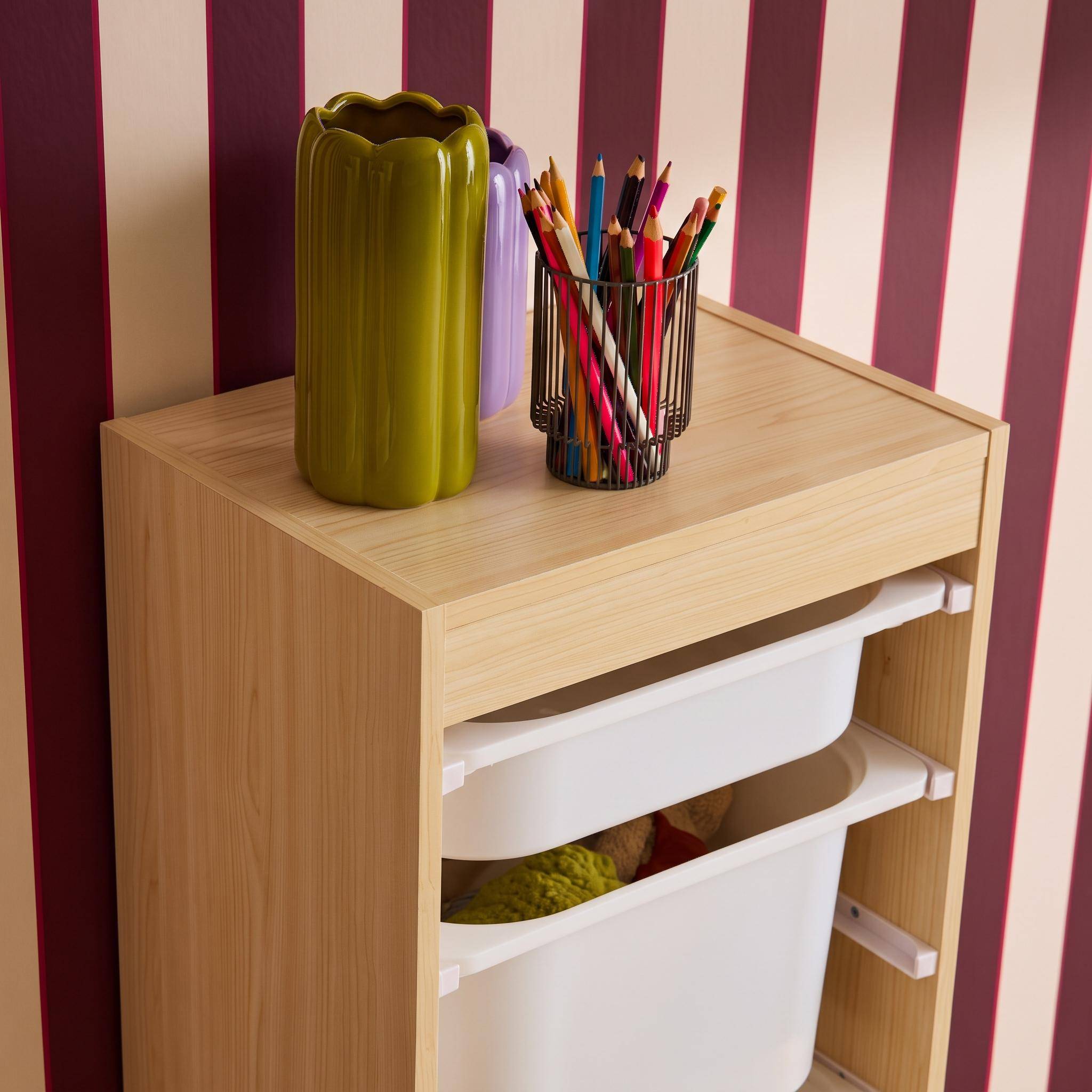 Mobile contenitore per bambini con 4 contenitori, Sora, Marrone naturale, 41.5x30x89 cm Photo3