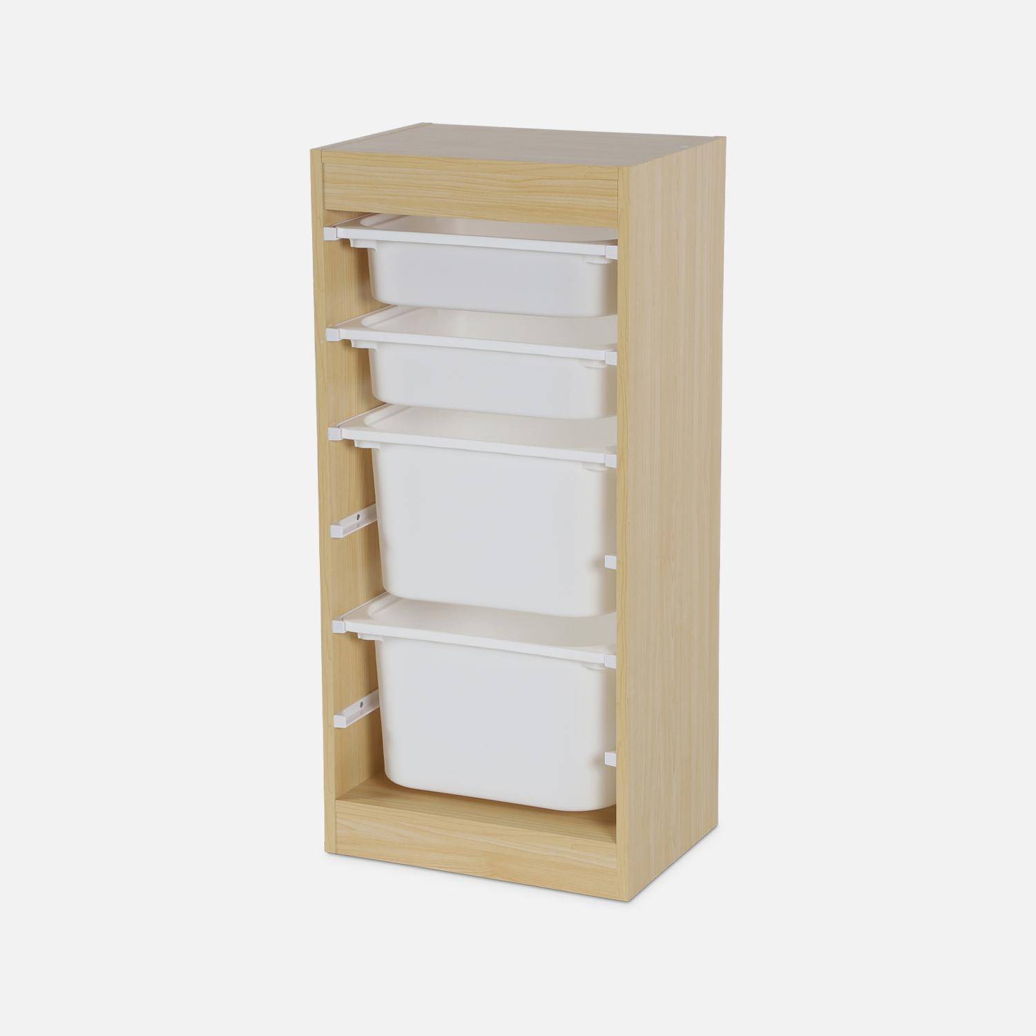 Children's storage unit with 4 storage bins, Sora, Natural, 41.5x30x89 cm,sweeek,Photo3