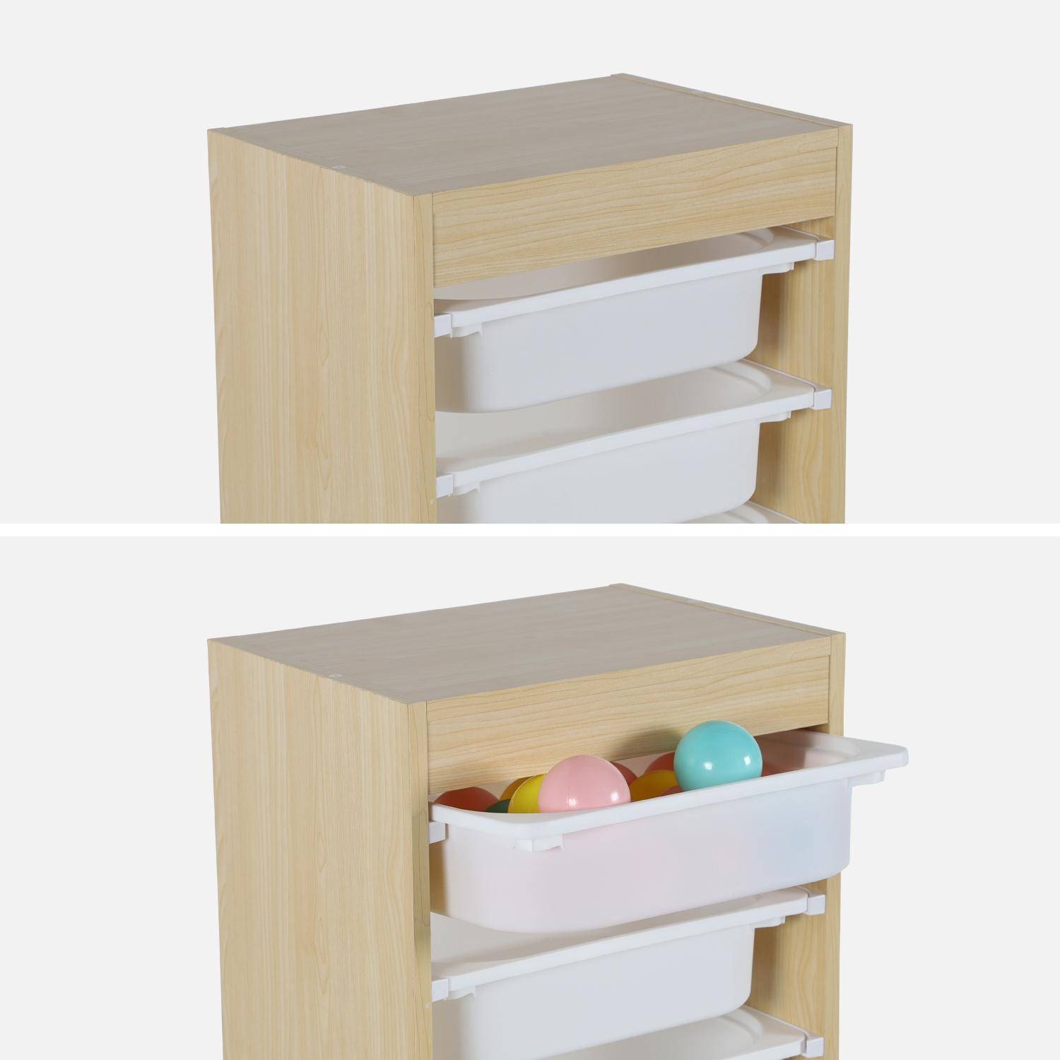 Meuble de rangement naturel enfant 4 bacs de rangement  Photo7