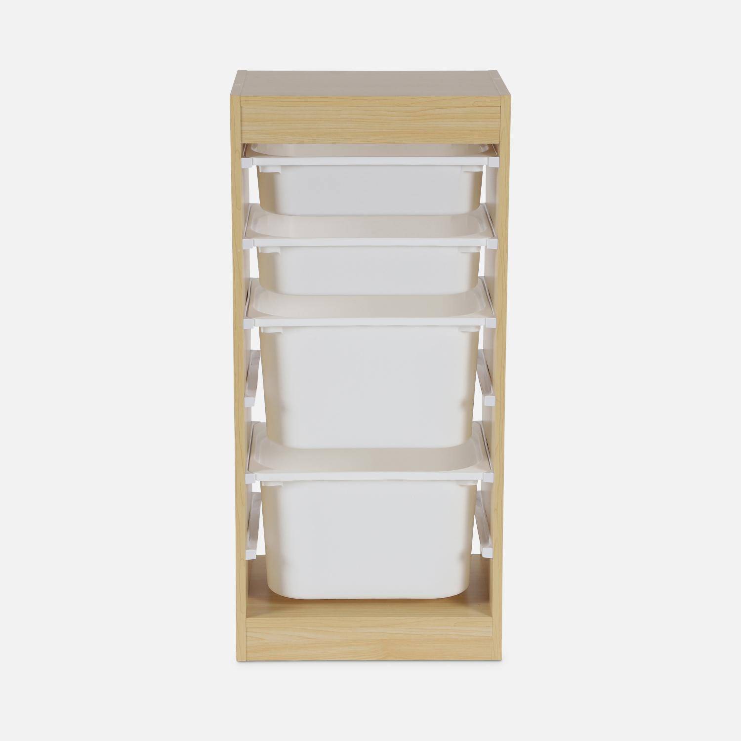 Children's storage unit with 4 storage bins, Sora, Natural, 41.5x30x89 cm Photo5
