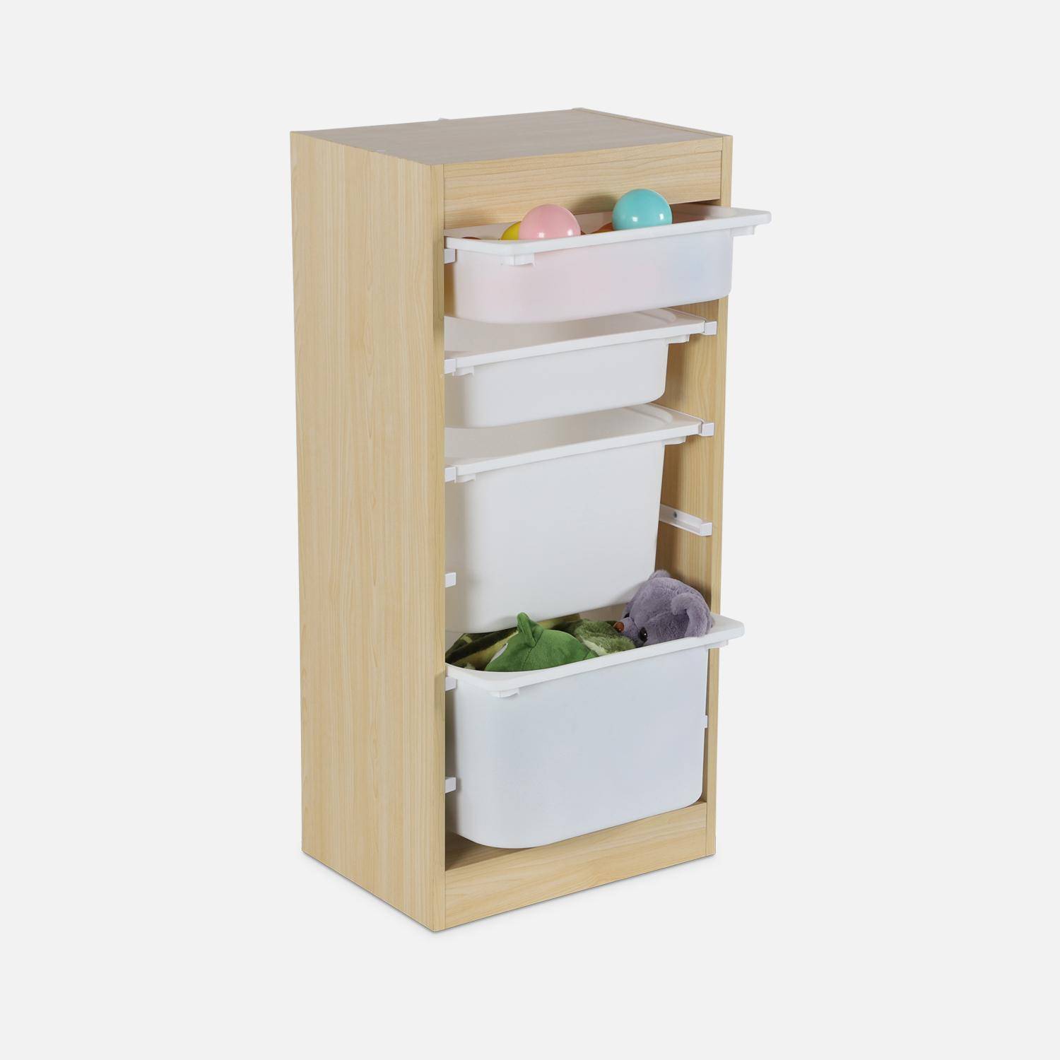 Children's storage unit with 4 storage bins, Sora, Natural, 41.5x30x89 cm,sweeek,Photo6