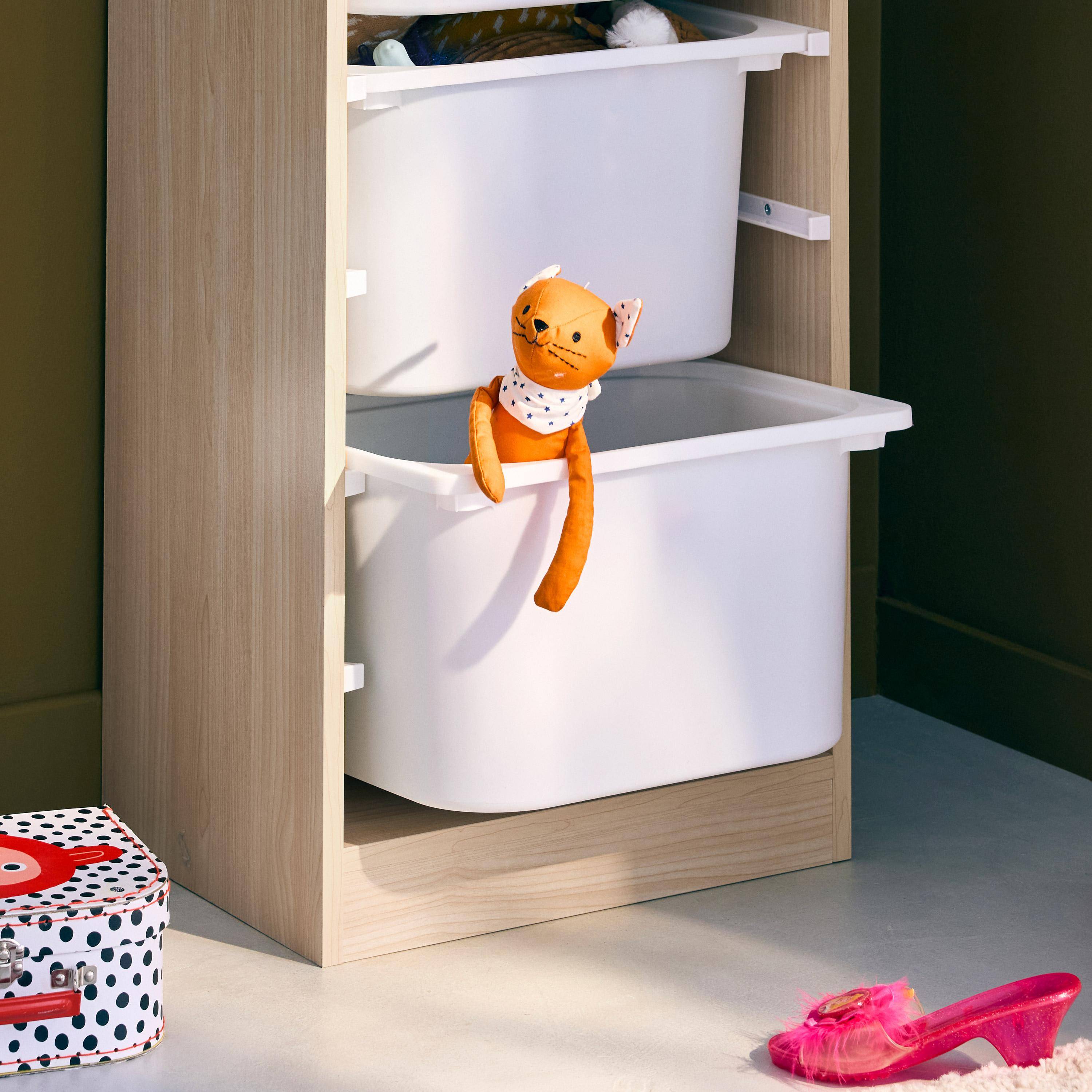 Meuble de rangement naturel enfant 4 bacs de rangement  Photo2