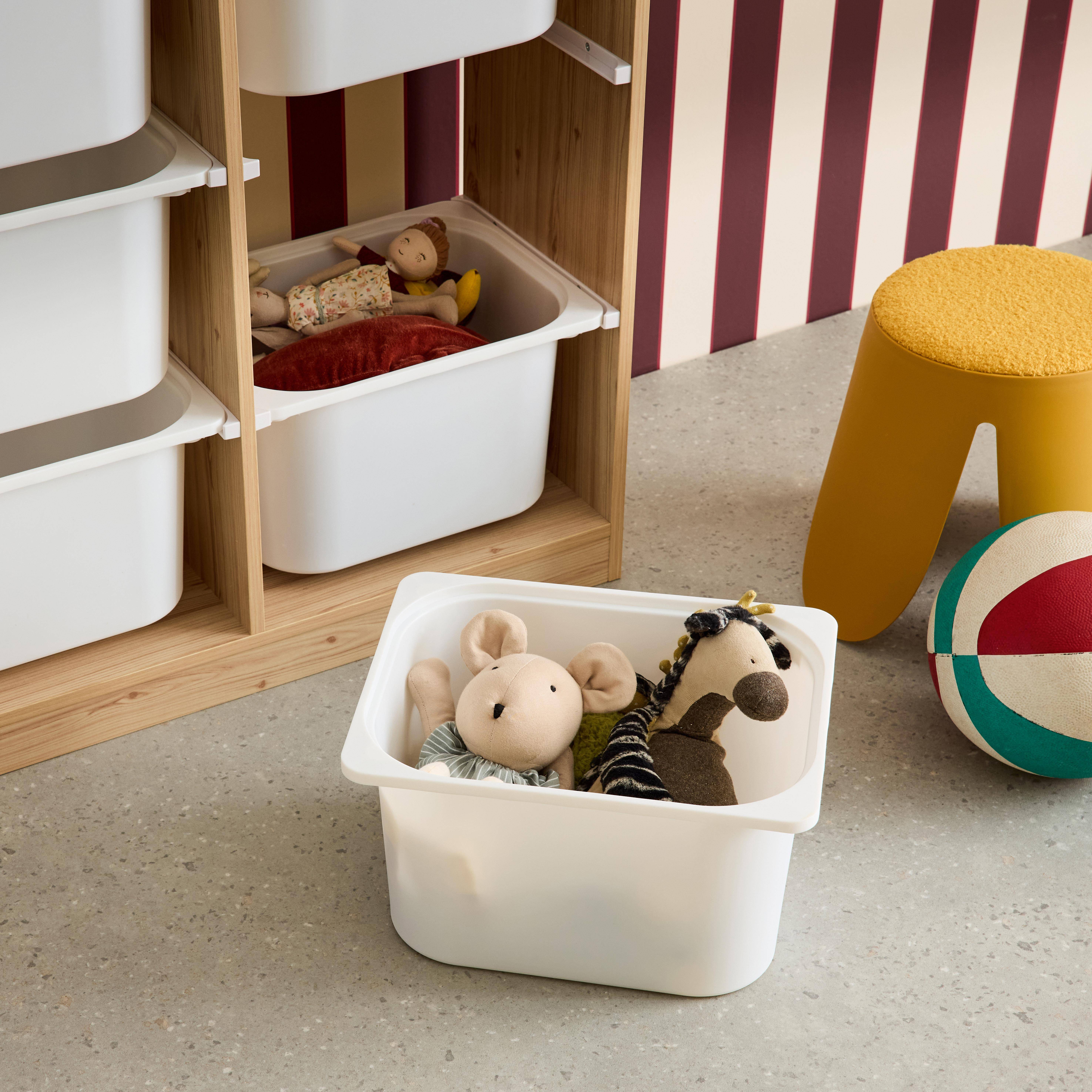 Szafka do przechowywania dla dzieci w kolorze naturalnego drewna, 6 plastikowych pojemników do przechowywania,sweeek,Photo4
