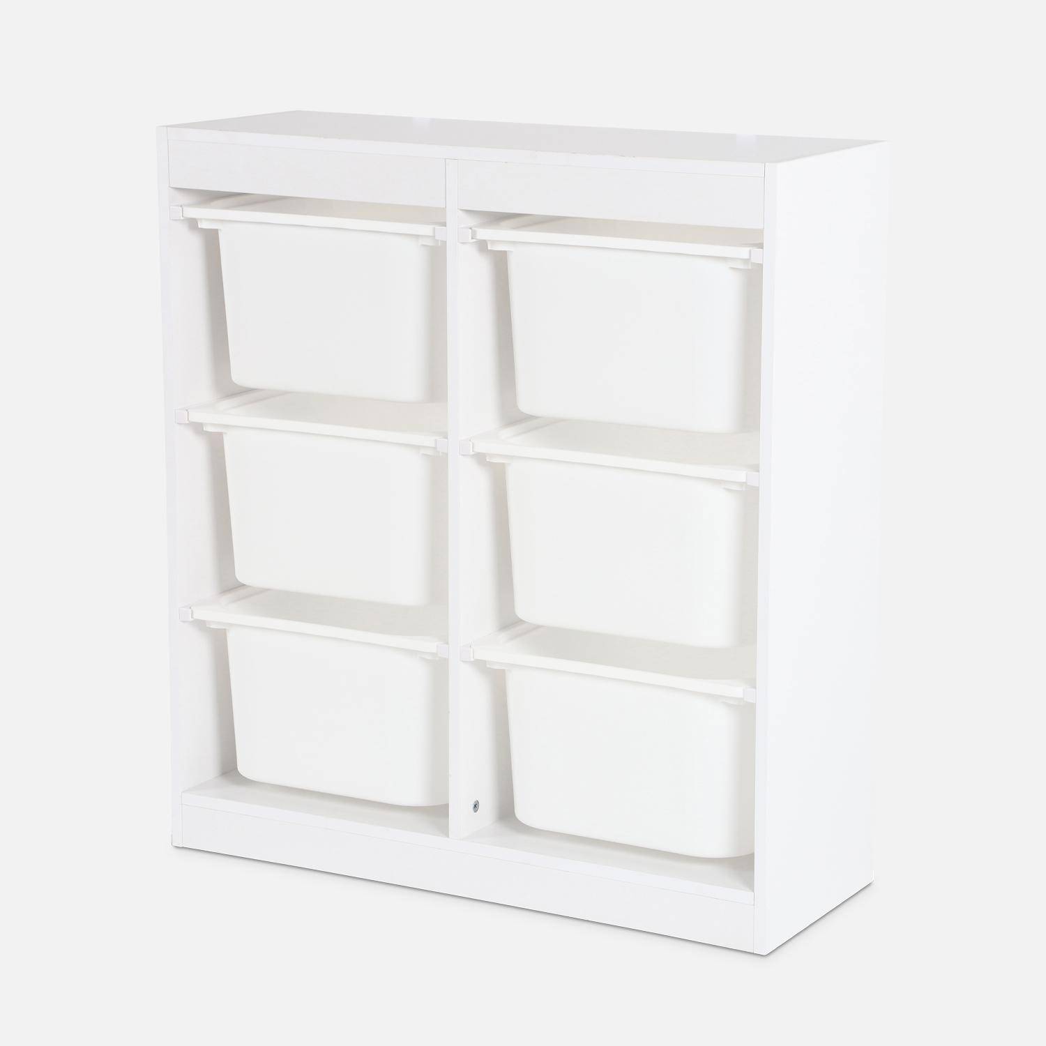 Mueble para niños con 6 cubos de almacenaje, Sora, Blanco, 81.5x30x89 cm Photo4
