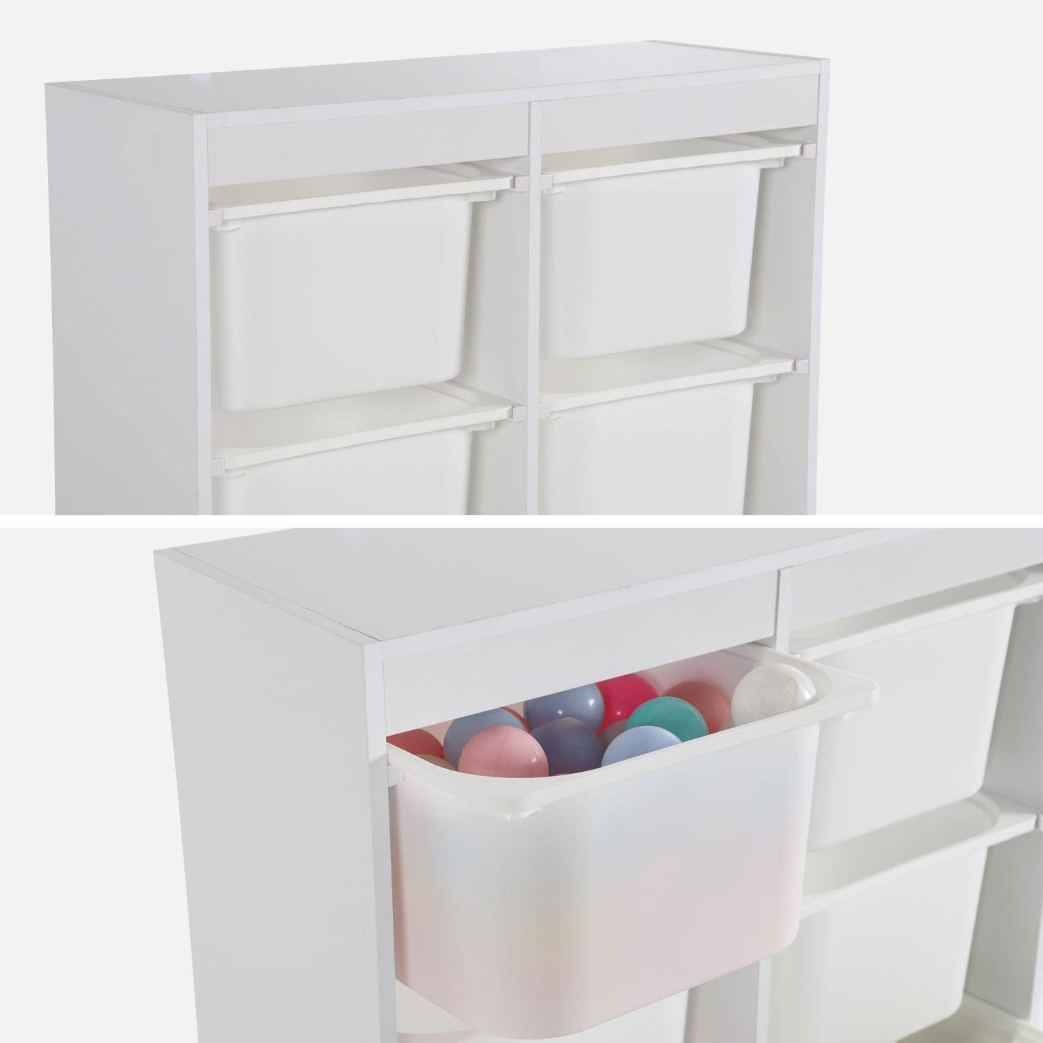 Mueble para niños con 6 cubos de almacenaje, Sora, Blanco, 81.5x30x89 cm Photo7