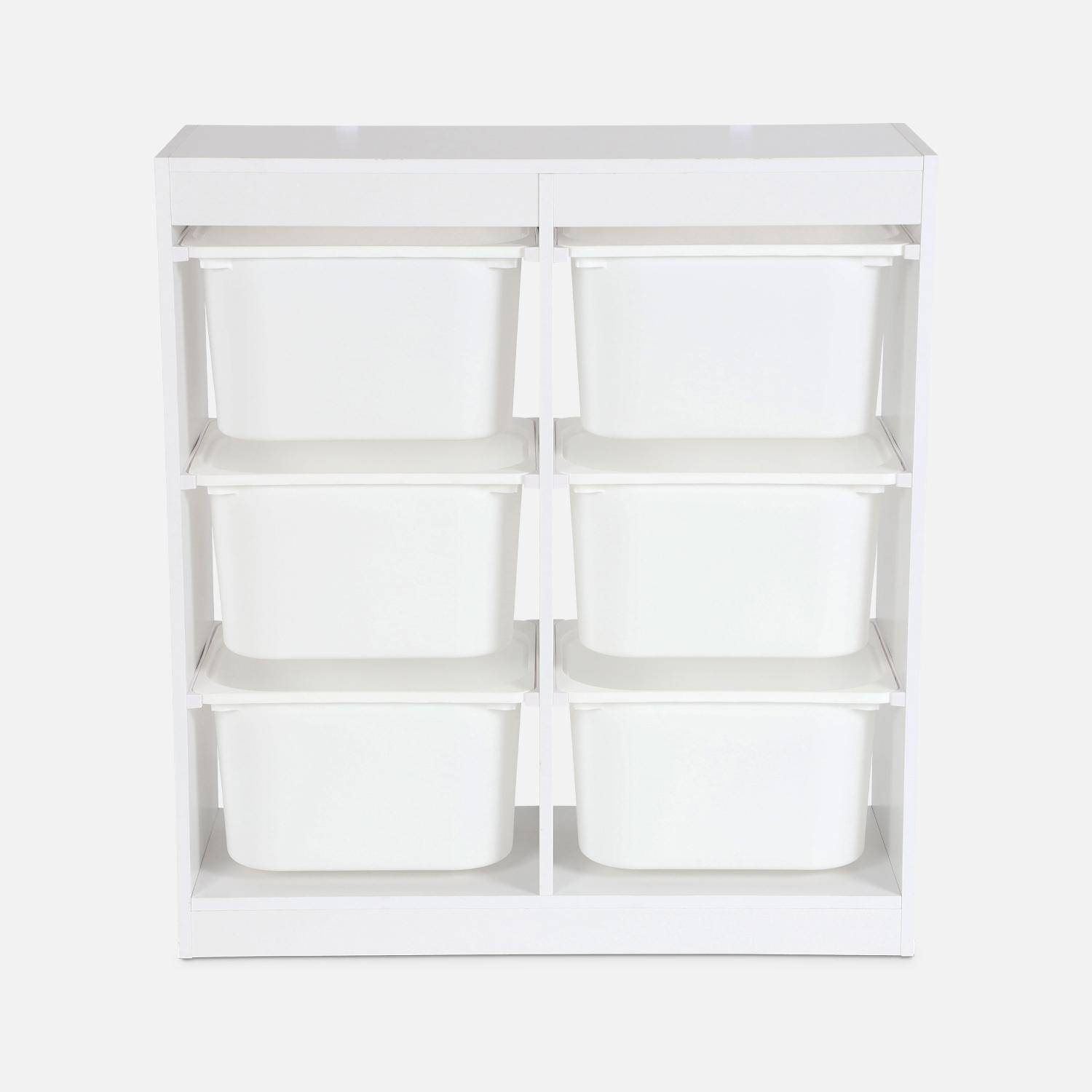 Mueble para niños con 6 cubos de almacenaje, Sora, Blanco, 81.5x30x89 cm Photo5