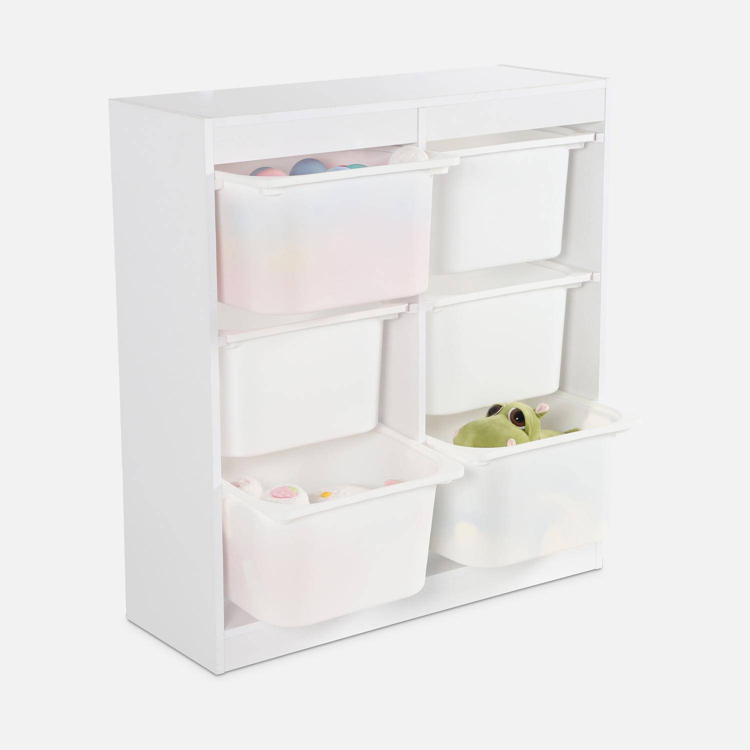 Mueble para niños con 6 cubos de almacenaje, Sora, Blanco, 81.5x30x89 cm Photo6
