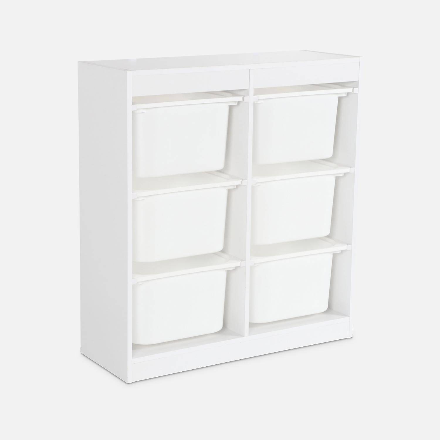 Mueble para niños con 6 cubos de almacenaje, Sora, Blanco, 81.5x30x89 cm Photo3