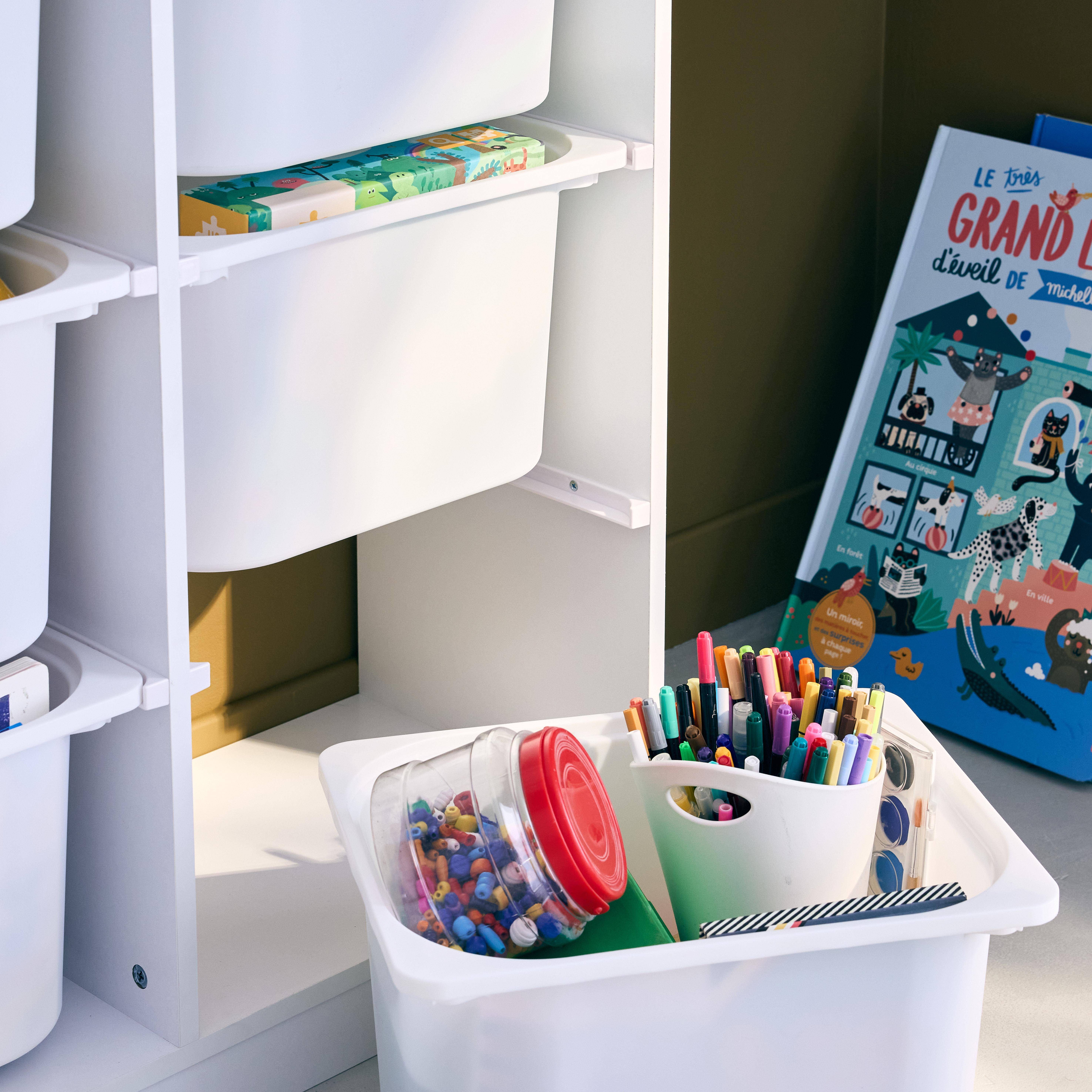 Mueble para niños con 6 cubos de almacenaje, Sora, Blanco, 81.5x30x89 cm Photo2