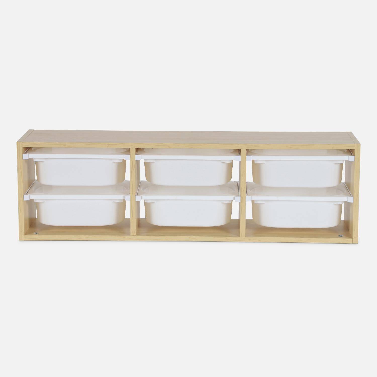 Meuble de rangement pour enfant, naturel, 6 bacs en plastique  Photo5