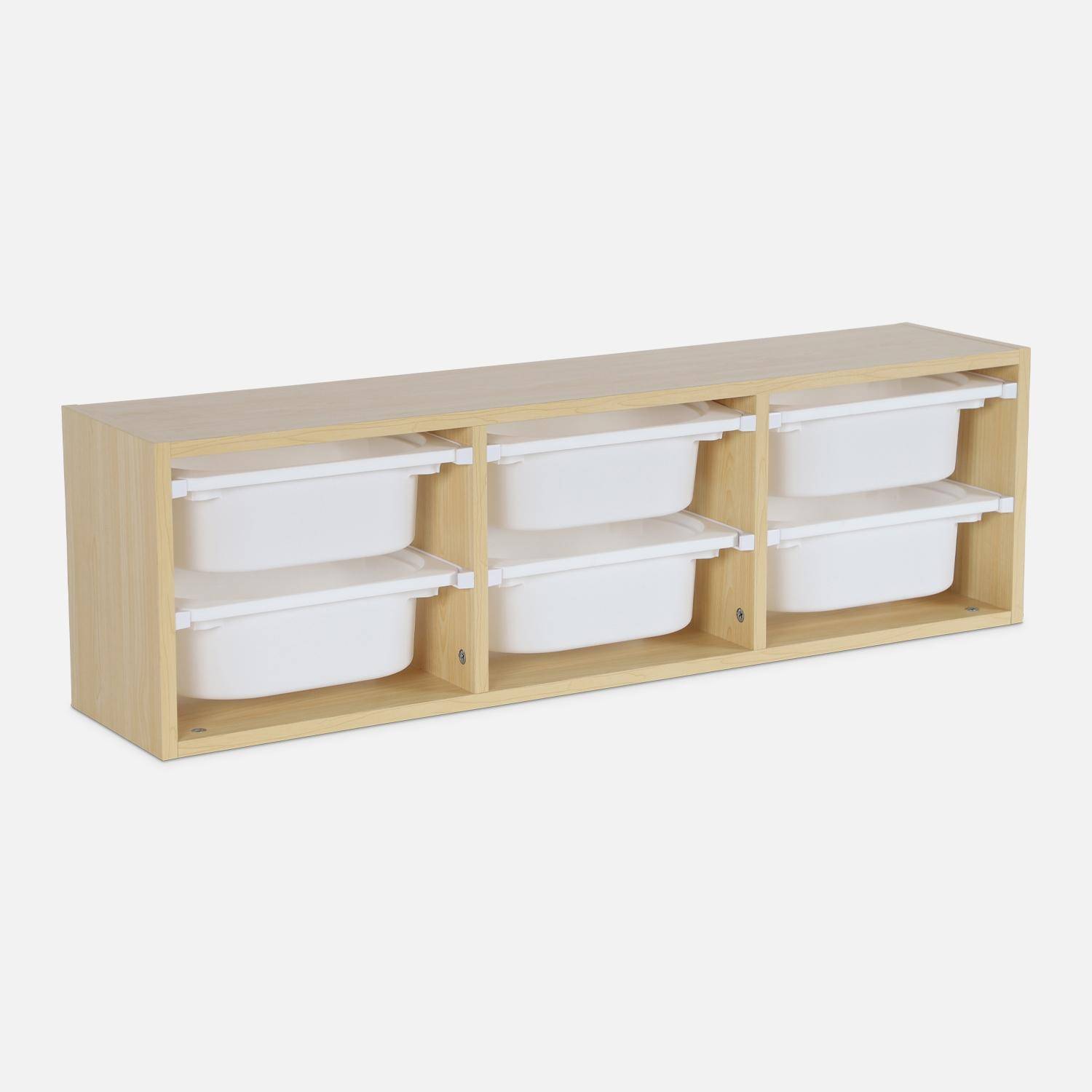 Meuble de rangement pour enfant, naturel, 6 bacs en plastique  Photo4