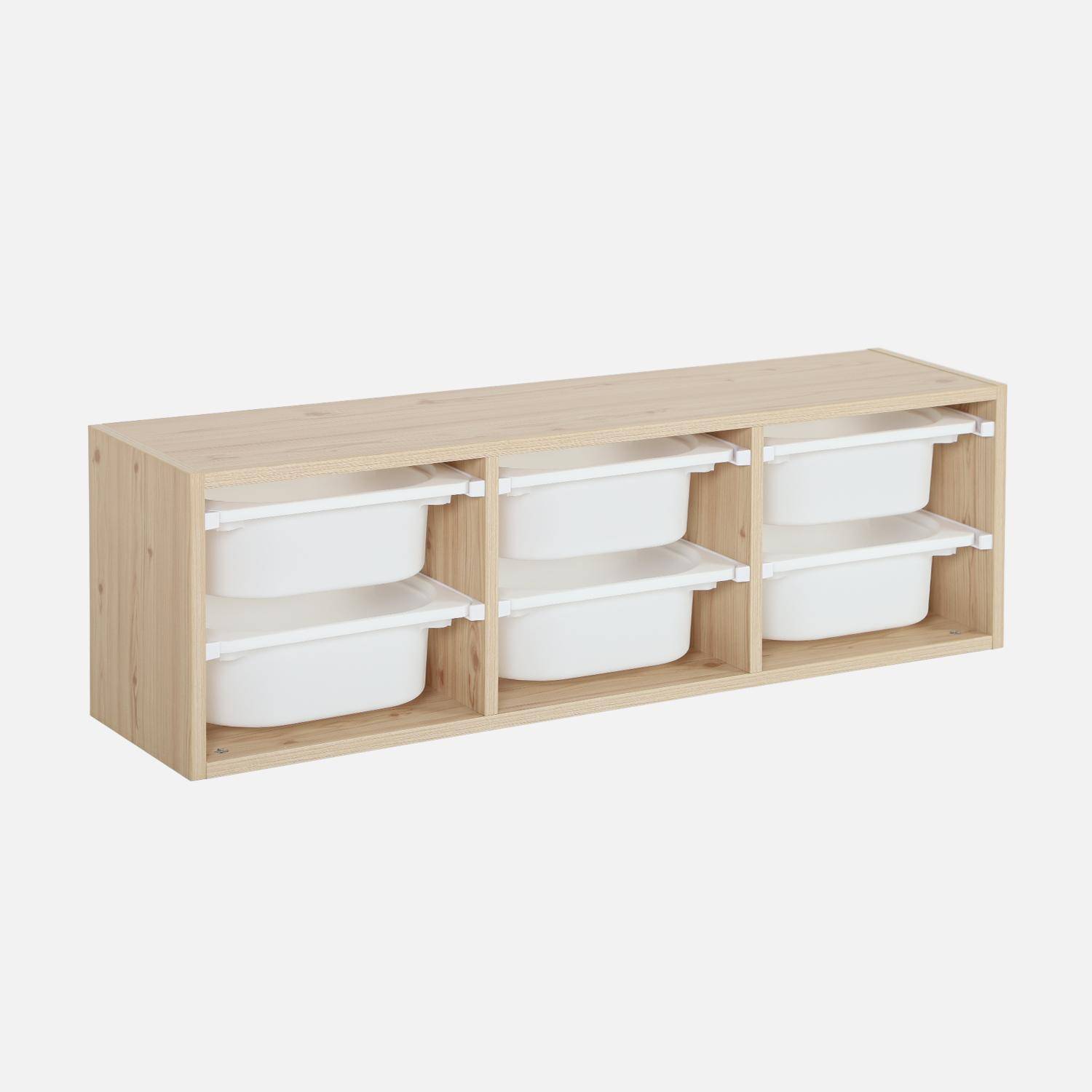 Meuble de rangement pour enfant, naturel, 6 bacs en plastique  Photo1 Meuble de rangement pour enfant, naturel, 6 bacs en plastique  Photo1