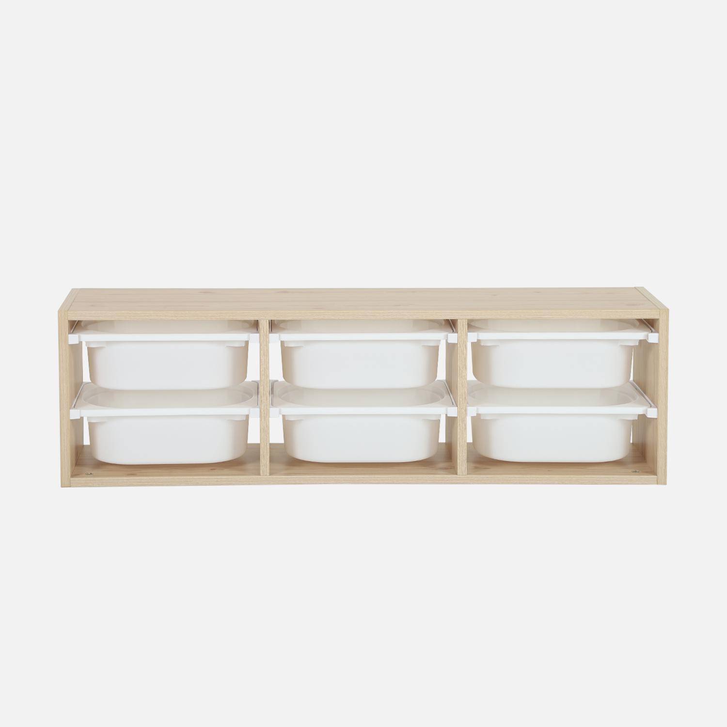Meuble de rangement pour enfant, naturel, 6 bacs en plastique  Photo2 Meuble de rangement pour enfant, naturel, 6 bacs en plastique  Photo2
