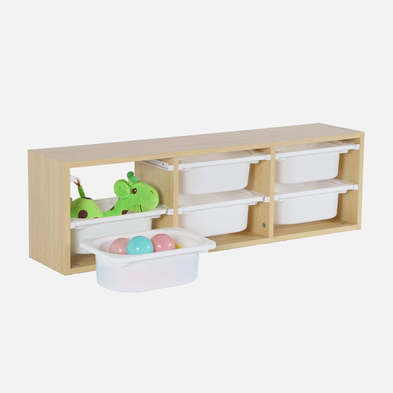 Meuble de rangement pour enfant, naturel, 6 bacs en plastique  Photo6