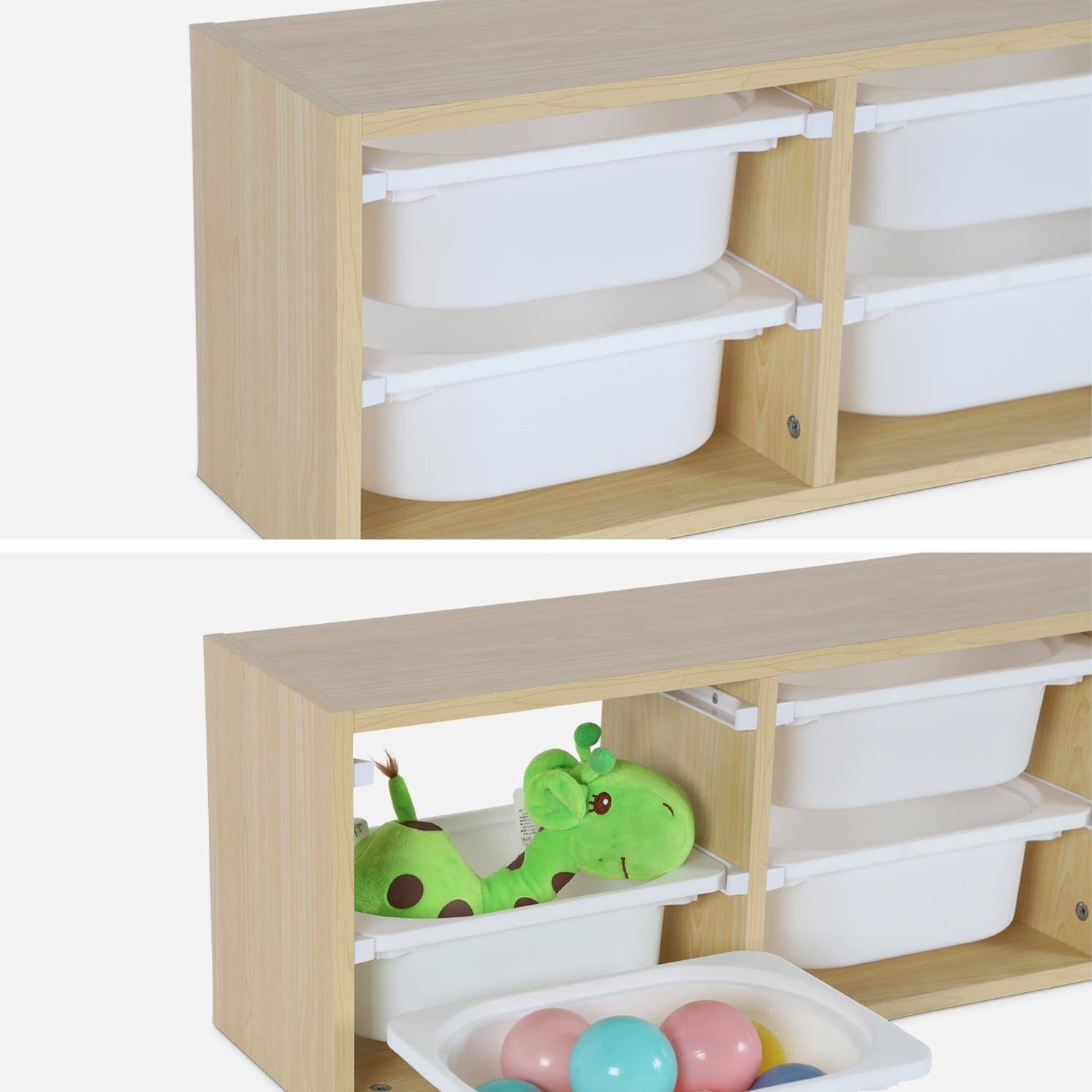 Meuble de rangement pour enfant, naturel, 6 bacs en plastique  Photo7