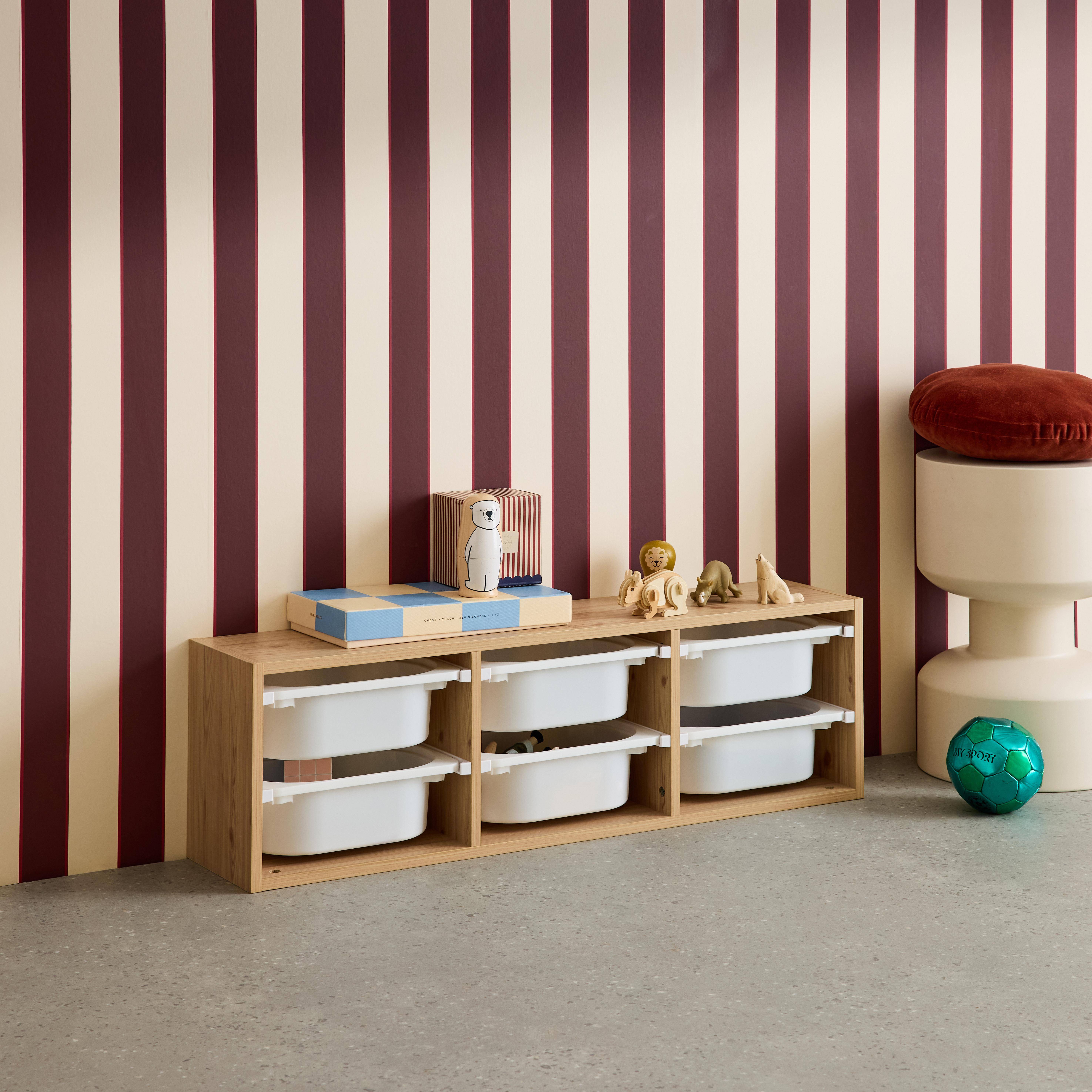 Unidad de almacenamiento para niños, 6 cubos, Sora, Natural, 97.5x21x29.4 cm Photo2