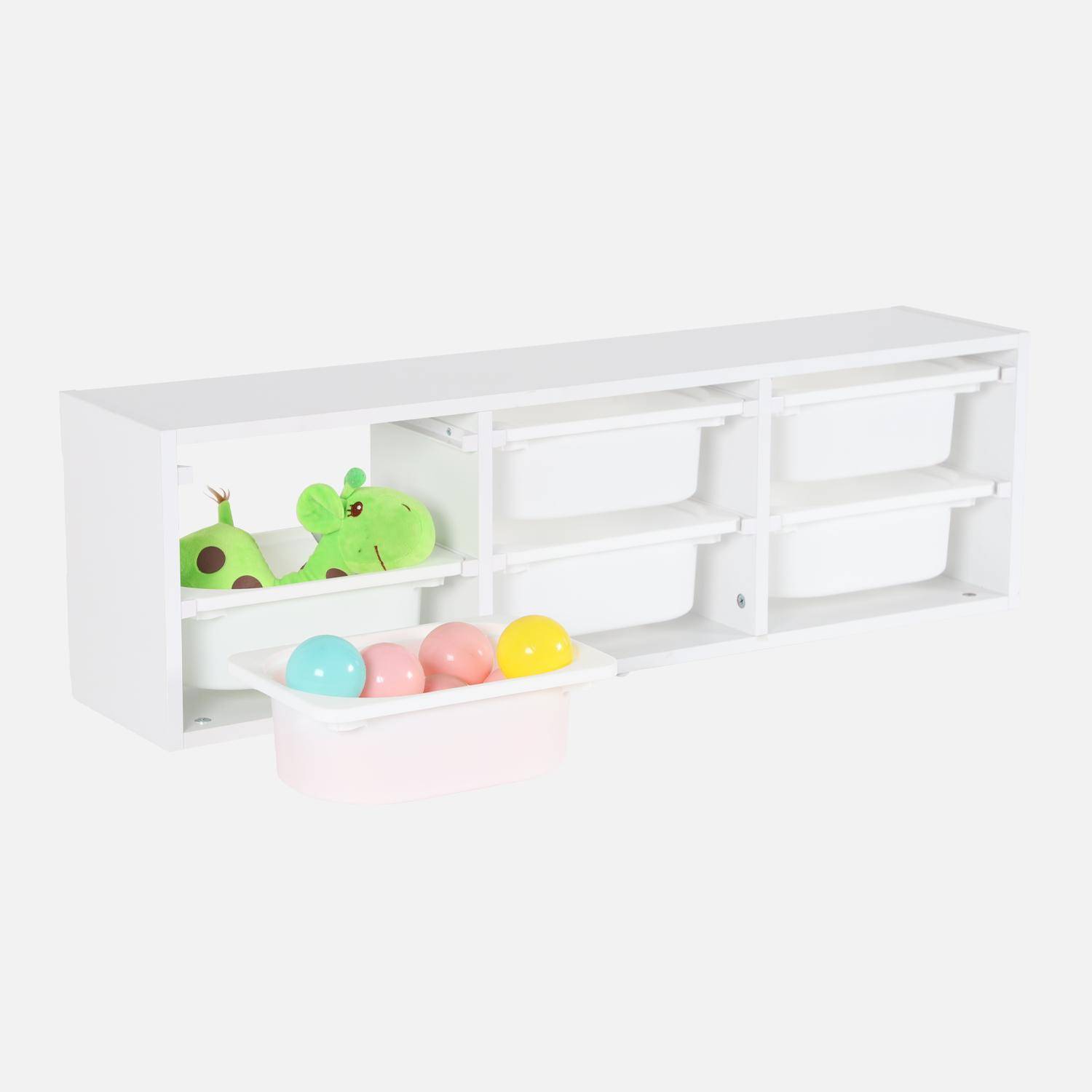 Opbergmeubel voor kinderen, wit, 6 plastic bakken,sweeek,Photo6