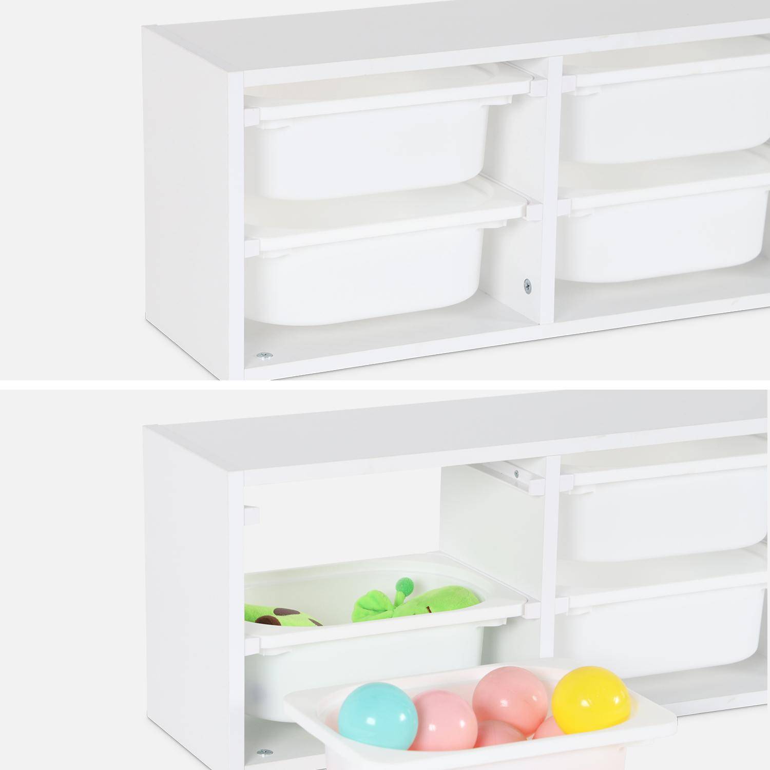 Opbergmeubel voor kinderen, wit, 6 plastic bakken,sweeek,Photo7
