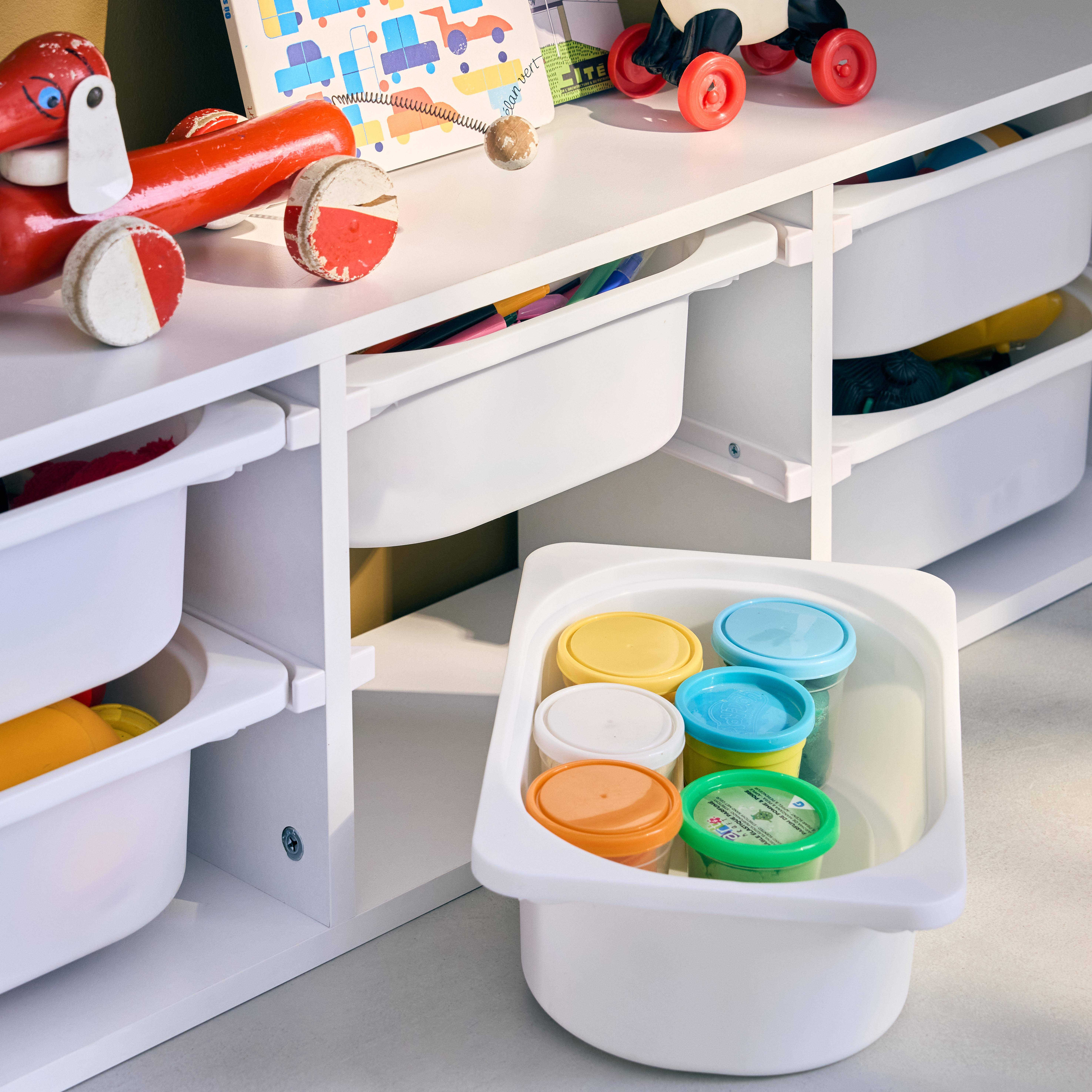 Opbergmeubel voor kinderen, wit, 6 plastic bakken,sweeek,Photo2