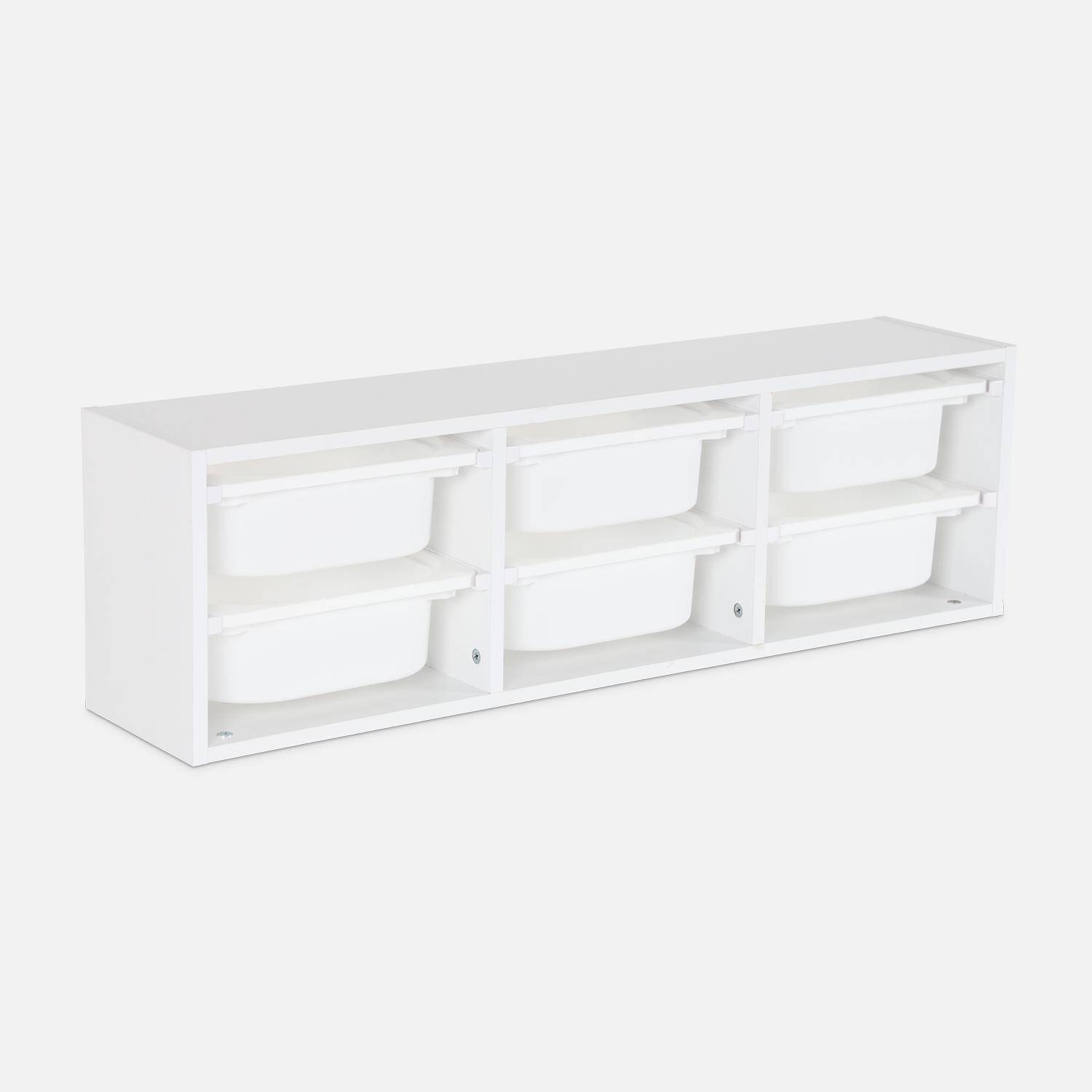 Opbergmeubel voor kinderen, wit, 6 plastic bakken,sweeek,Photo3