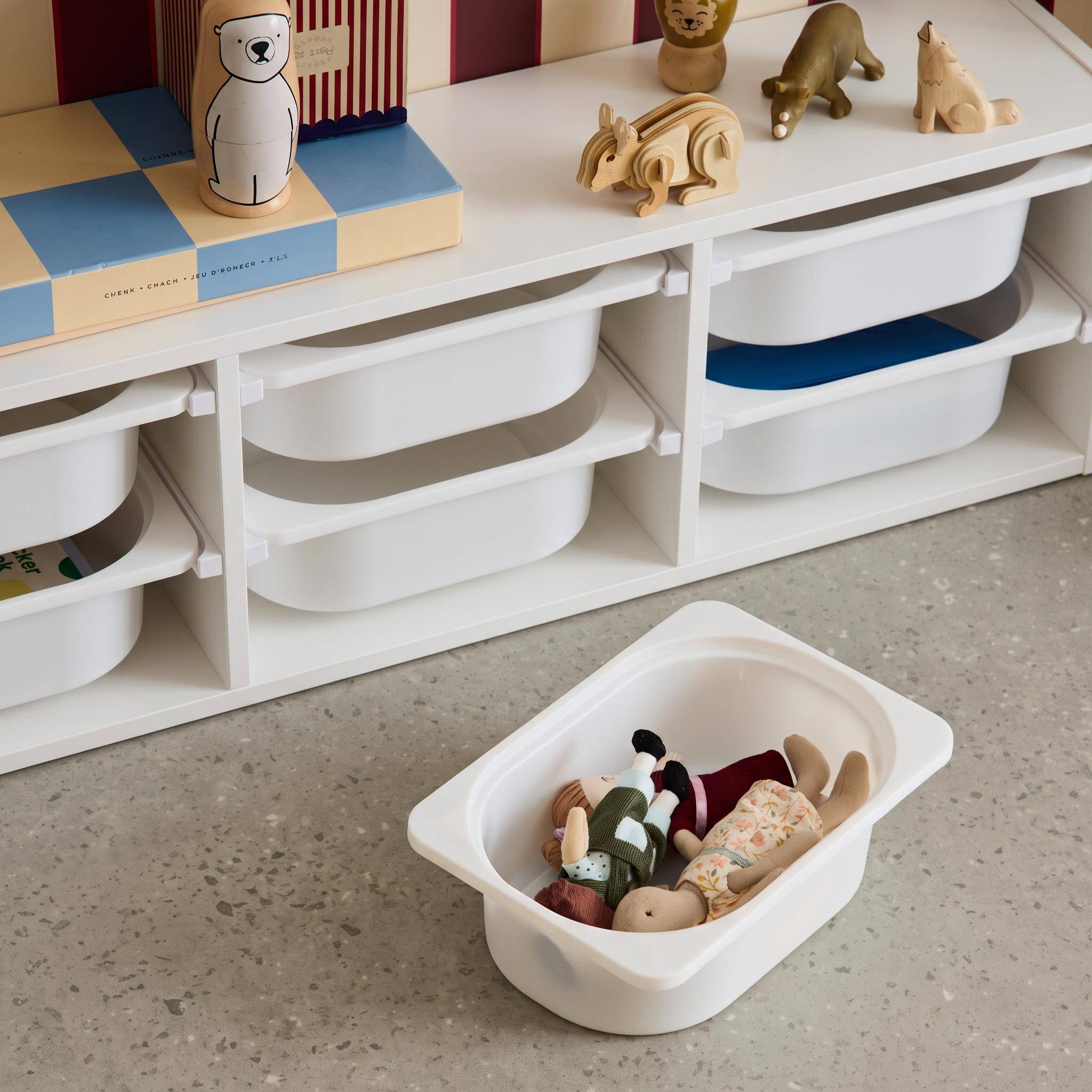 Aufbewahrungsmöbel für Kinder, weiß, 6 Kunststoffbehälter I sweeek